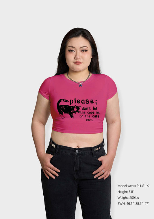 Curvy Please Don't Let The Cops In Baby Tee