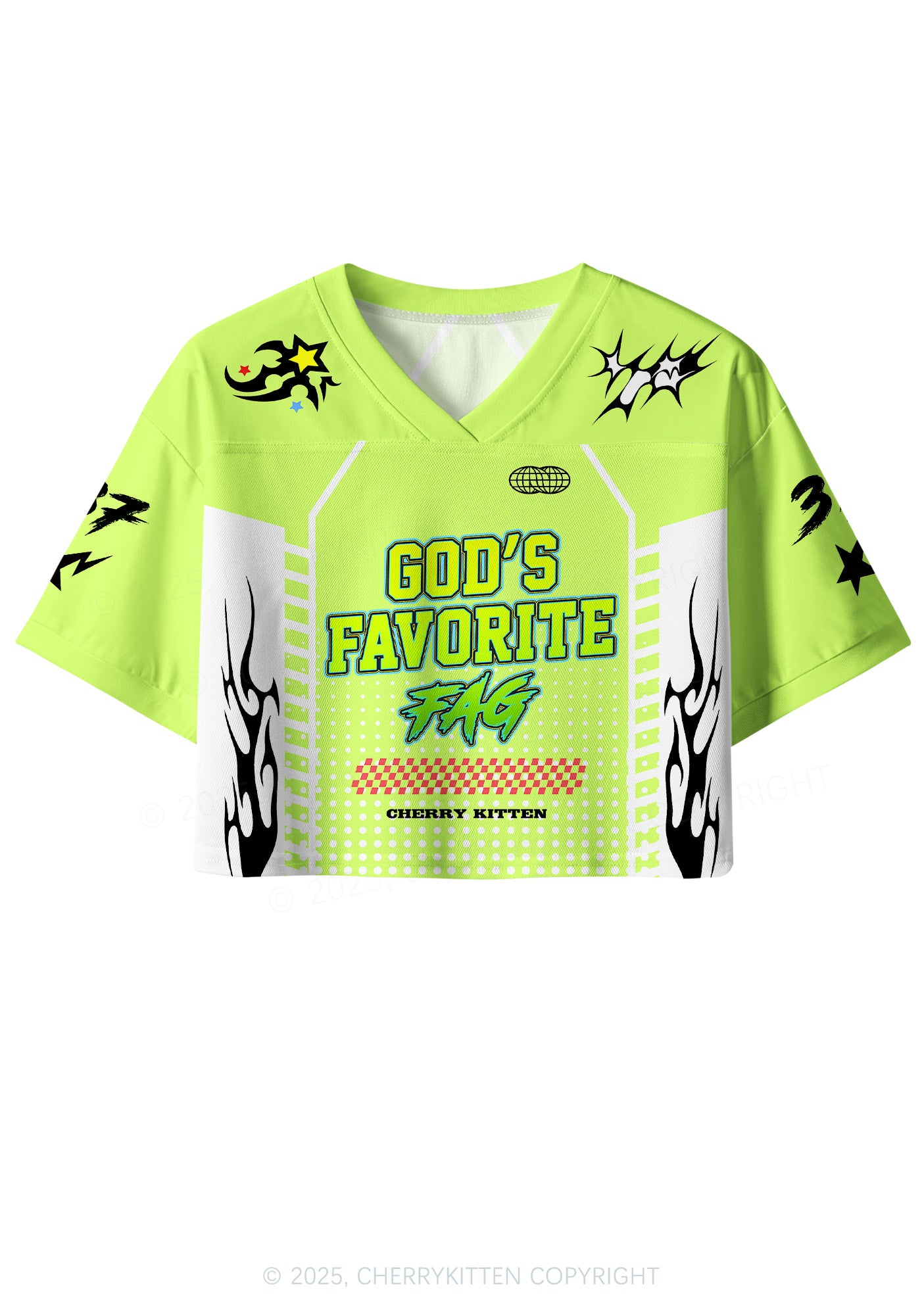 Custom Green Gods Favorite Fag Pride Y2K Crop Sport Jersey Shirts Cherrykitten