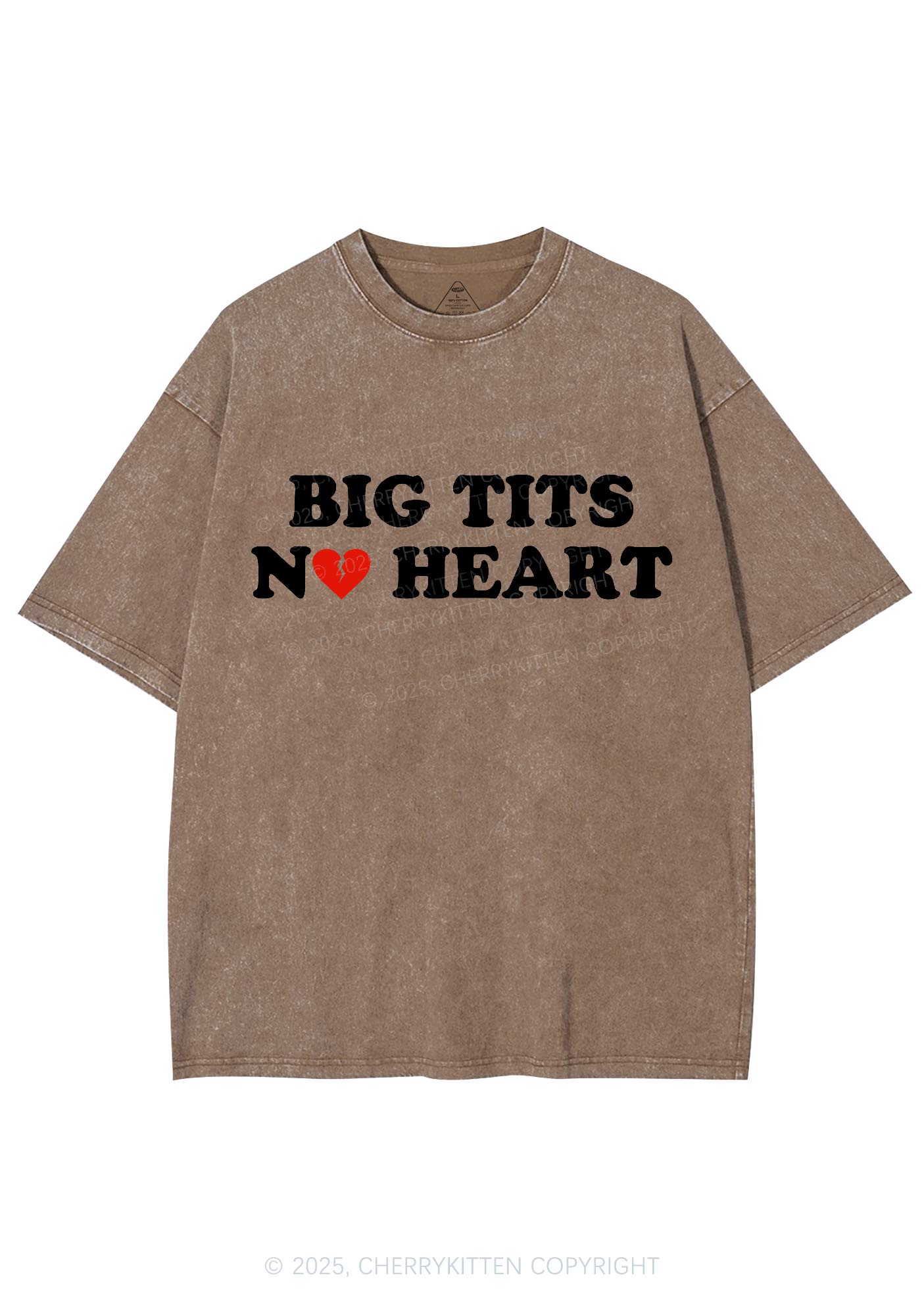 Big Txts No Heart Y2K Shirts Washed Tee Cherrykitten