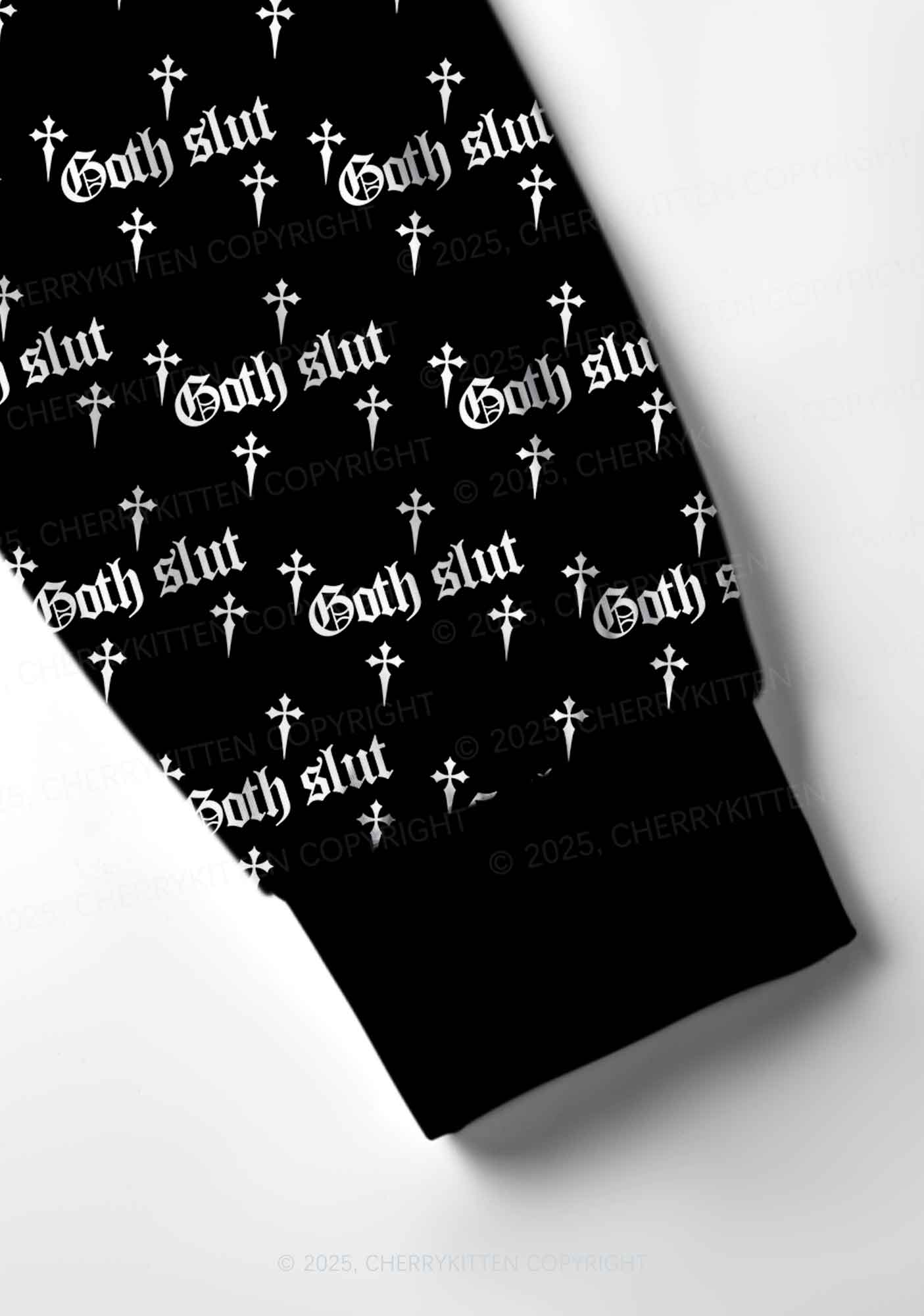 Halloween White Goth Slxt Y2K Print Long Sleeve Pajama Set Cherrykitten