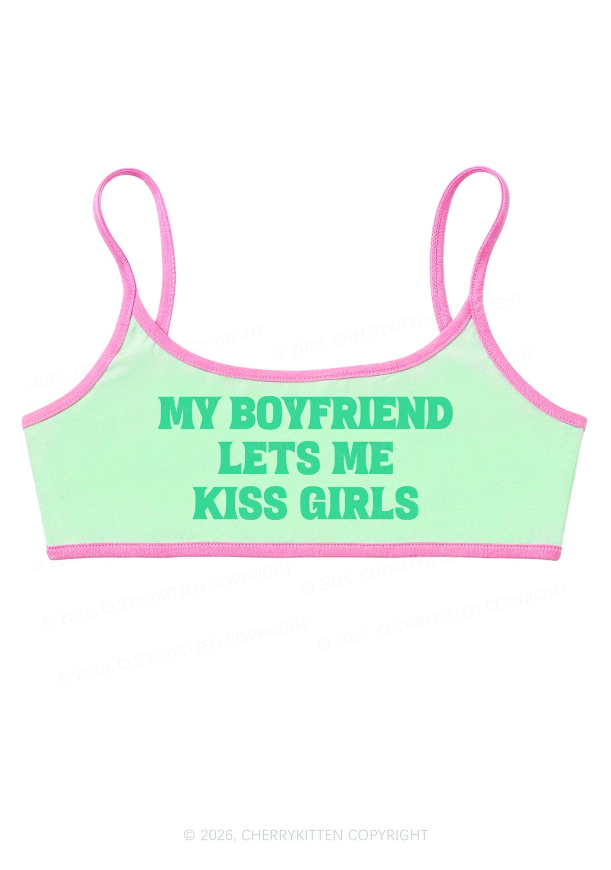 BF Lets Me Kiss Girls Y2K Super Crop Cami Cherrykitten