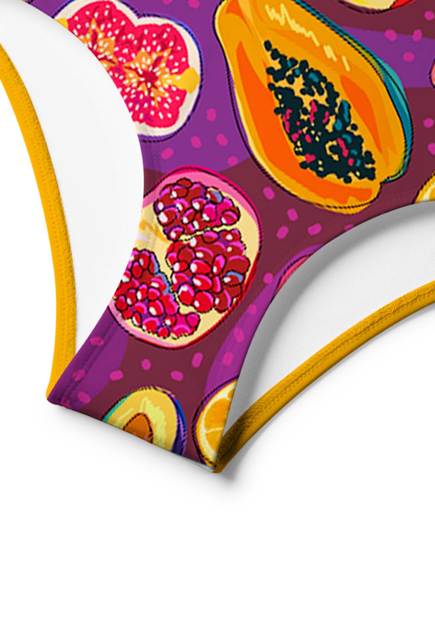Deep Purple Tropical Fruit Y2K Print Bikini Set Cherrykitten