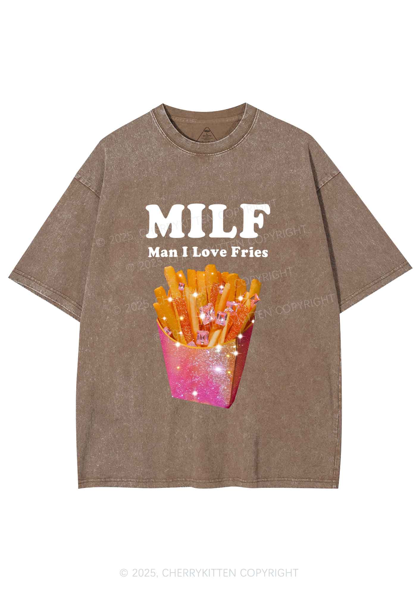 Man I Love Fries Y2K Shirts Washed Tee Cherrykitten