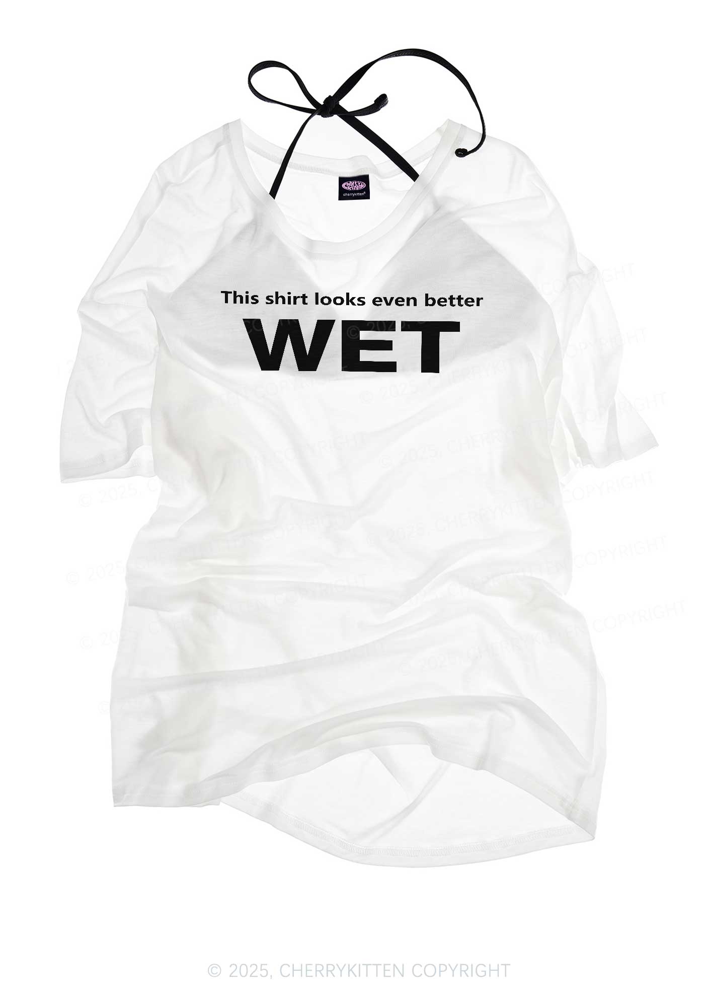 This Shirt Looks Better Wet Y2K Sheer Boyfriend Tee Cherrykitten