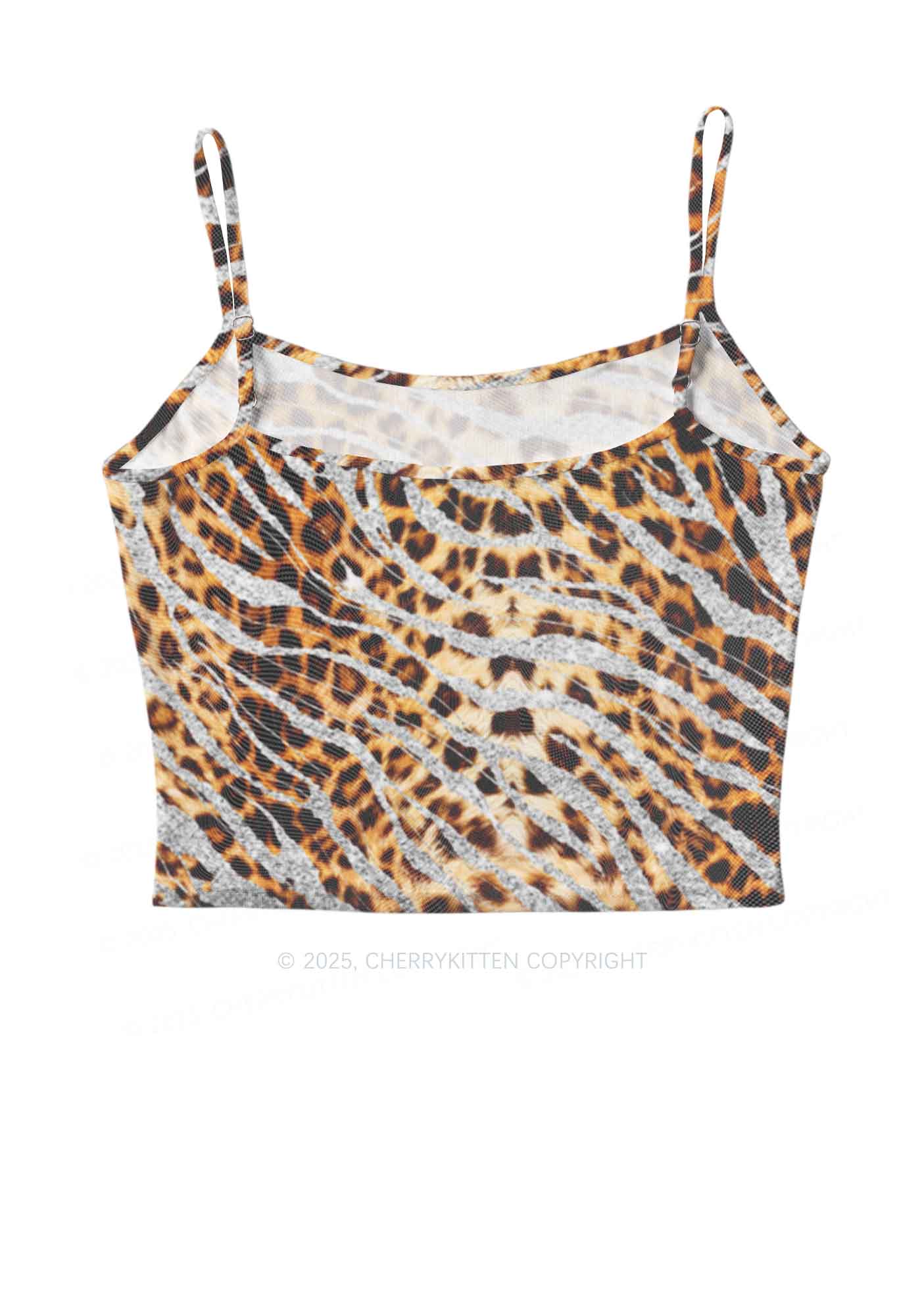 Silver Glitter Leopard Y2K Mesh Cami Tank Cherrykitten