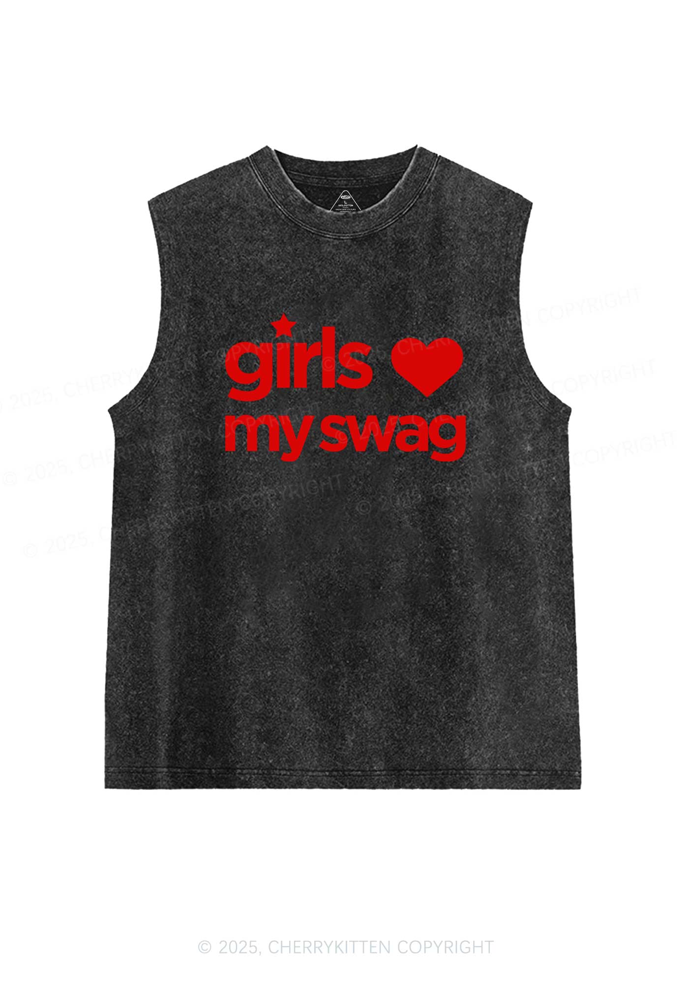 Girls Love My Swag Pride Y2K Washed Muscle Tank Cherrykitten