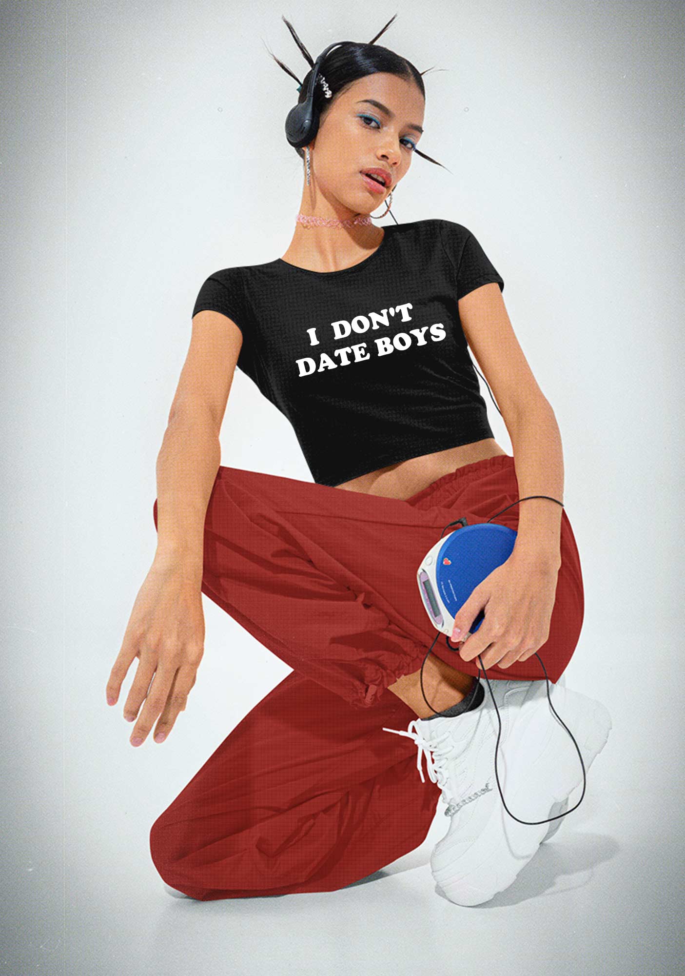 I Don't Date Boys Y2K Baby Tee