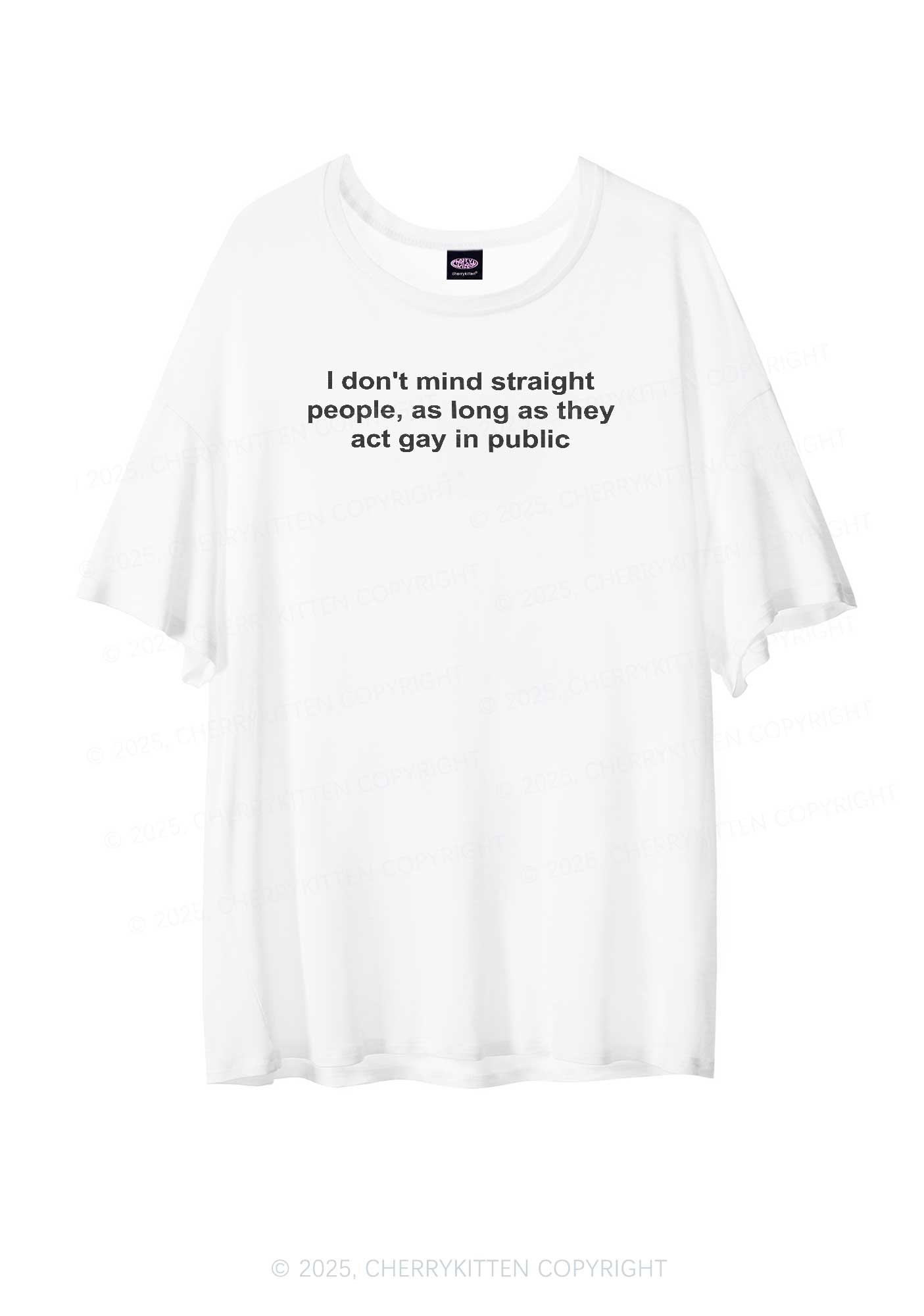 Act Gay In Public Pride Y2K Sheer Boyfriend Tee Cherrykitten