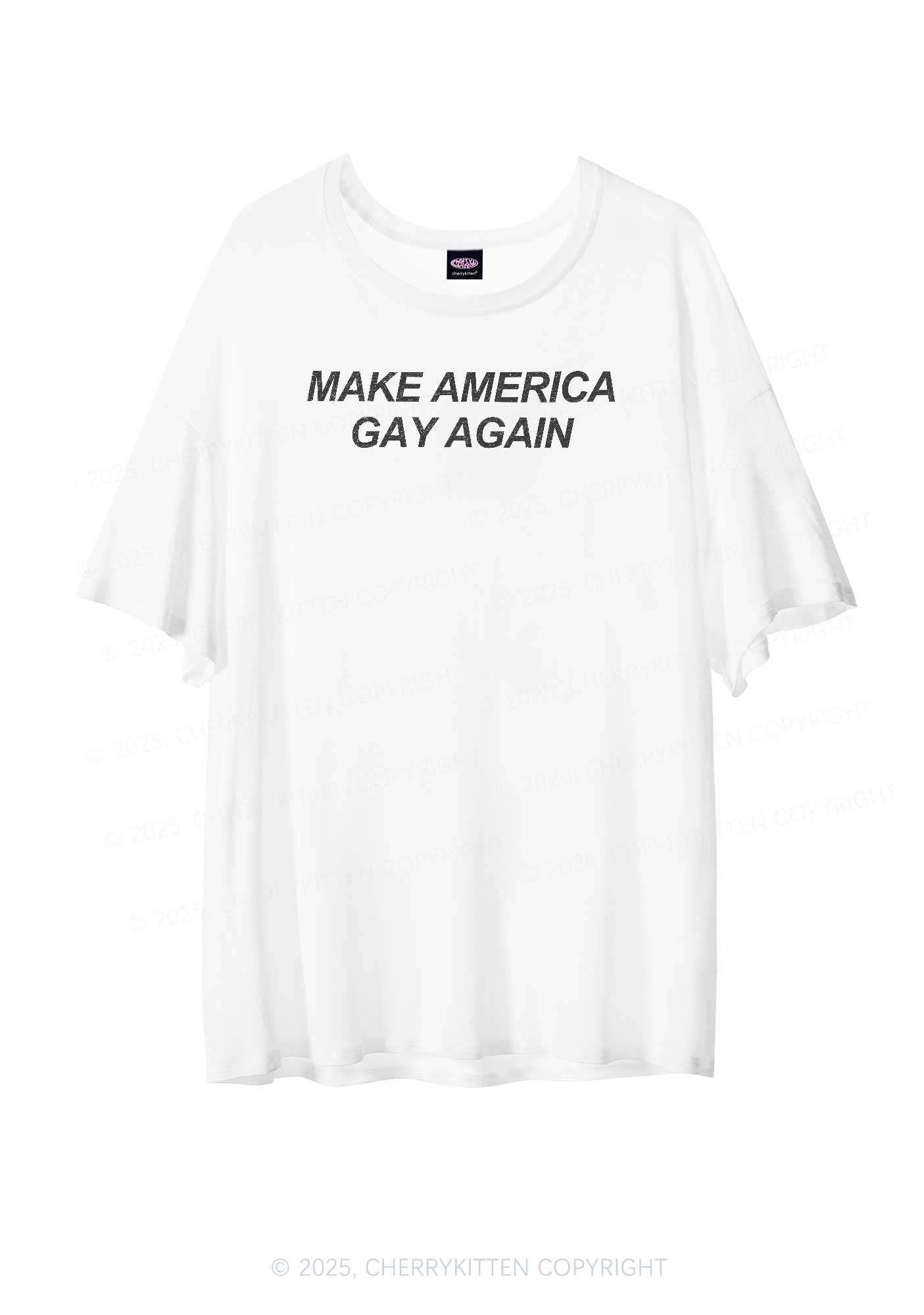 Make America Gay Again Pride Y2K Sheer Boyfriend Tee Cherrykitten