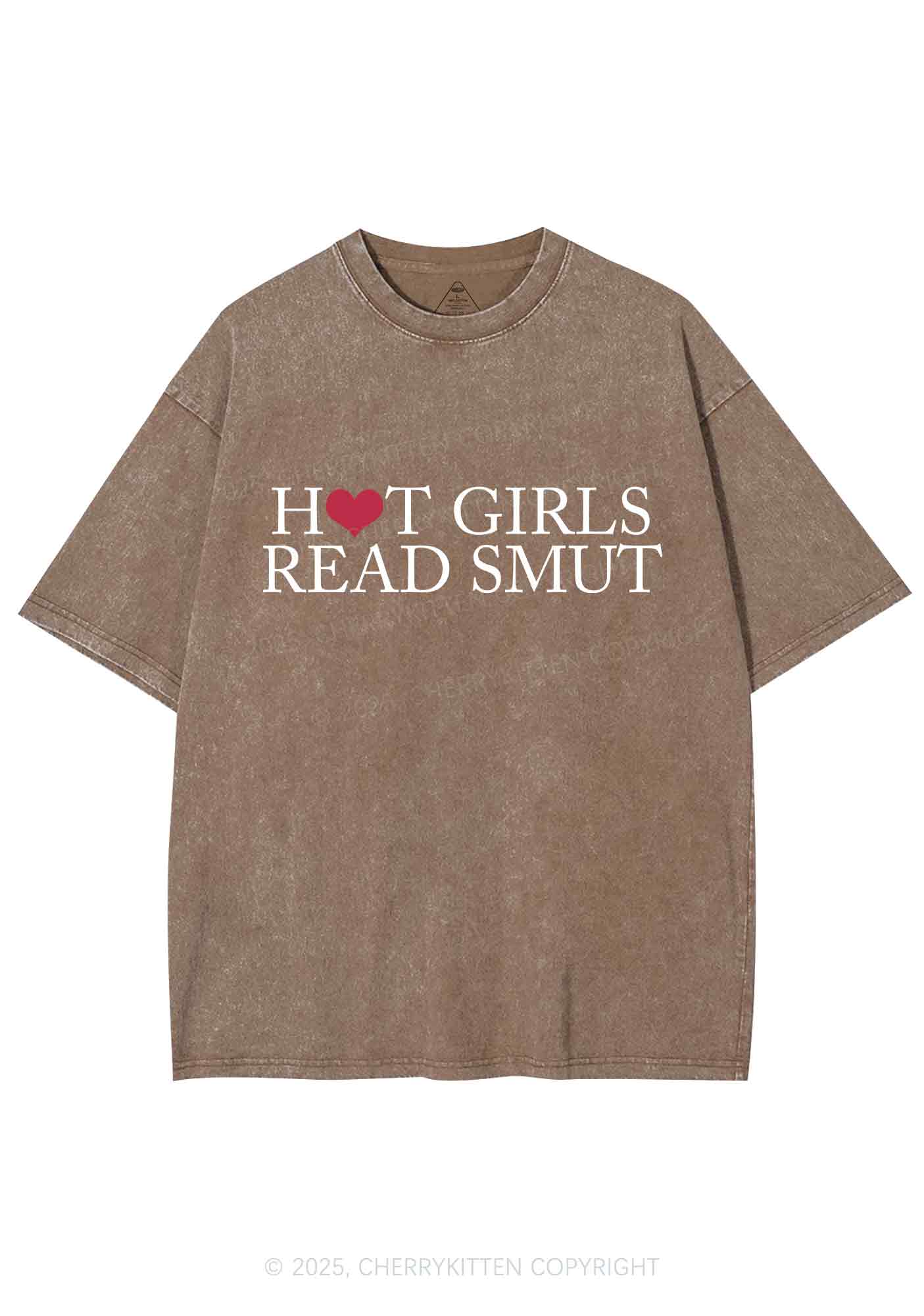 Hot Girls Read Smut Y2K Shirts Washed Tee Cherrykitten