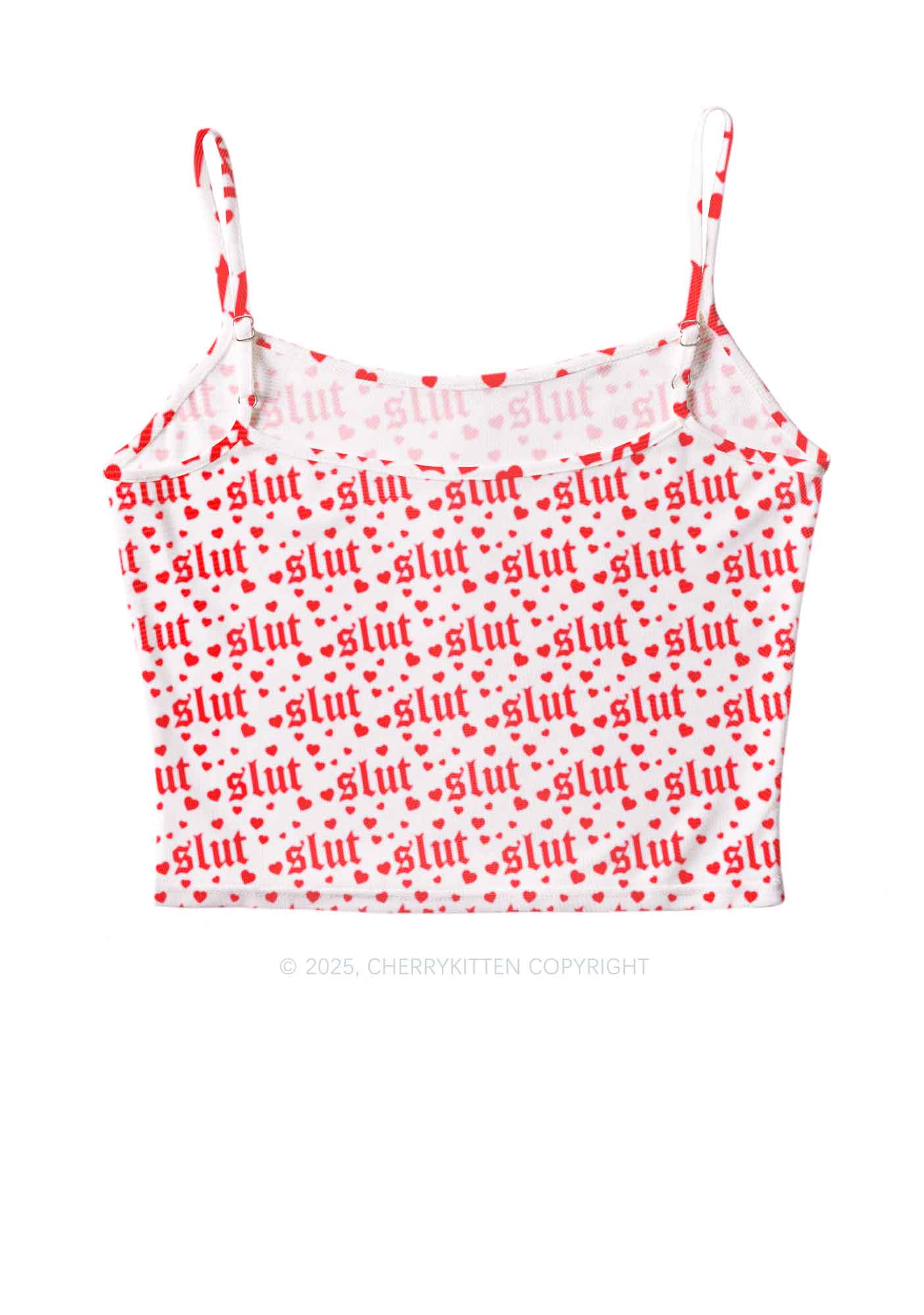 Slxt Red Heart Y2K Mesh Cami Tank Cherrykitten