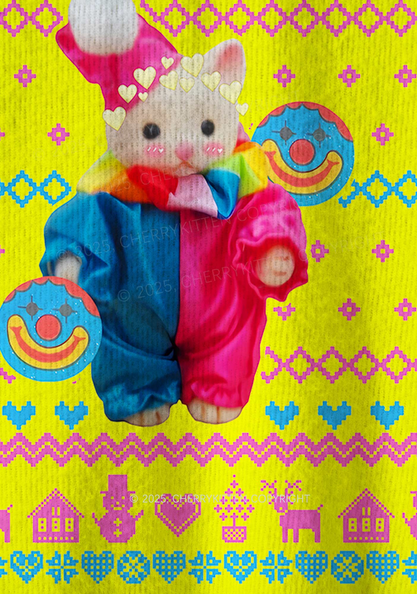 Chat Clown Y2K Christmas Knit Sweatshirt Cherrykitten