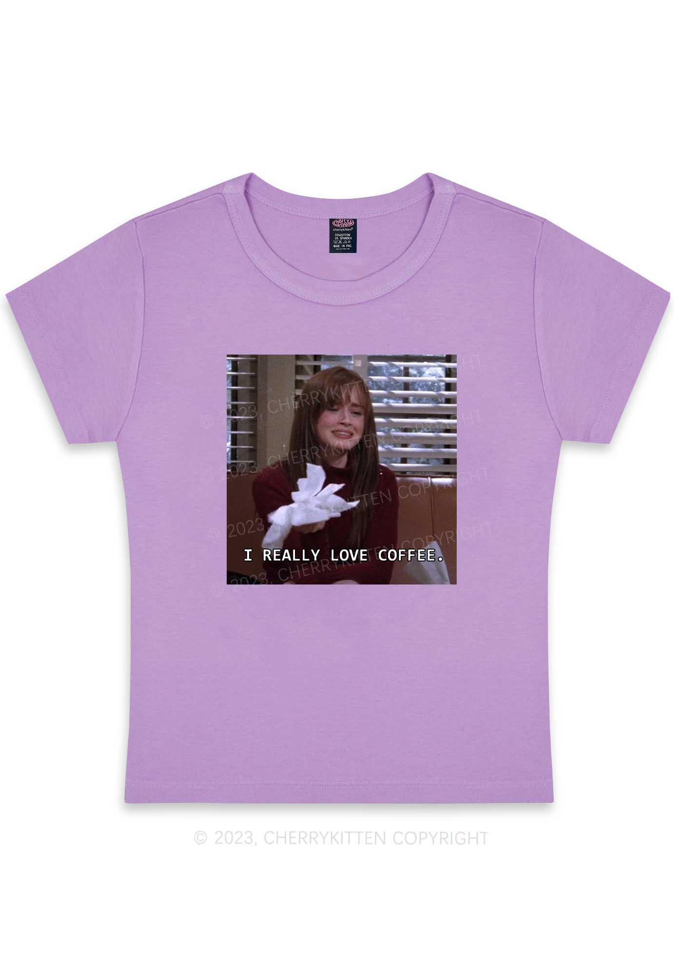 Curvy I Really Love Coffee Y2K Baby Tee Cherrykitten