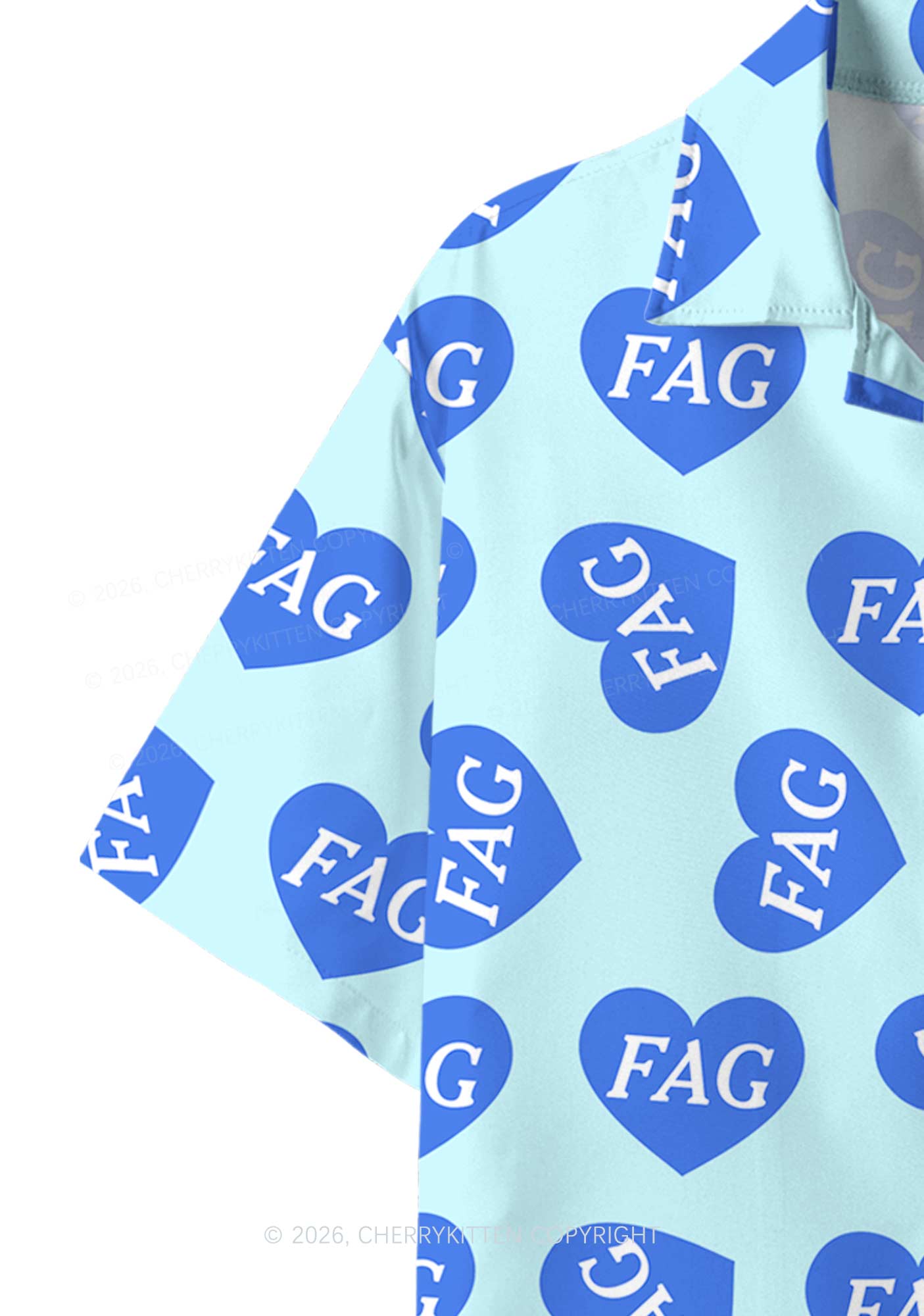 Blue Heart Fag Y2K Print Shirt Cherrykitten