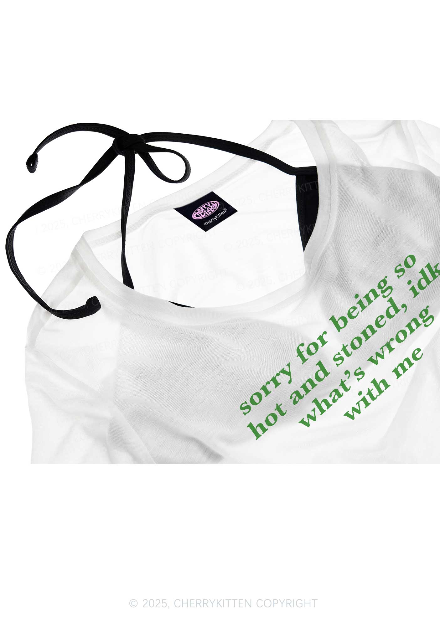 Sorry For Being Hot And Stoned Y2K Sheer Boyfriend Tee Cherrykitten