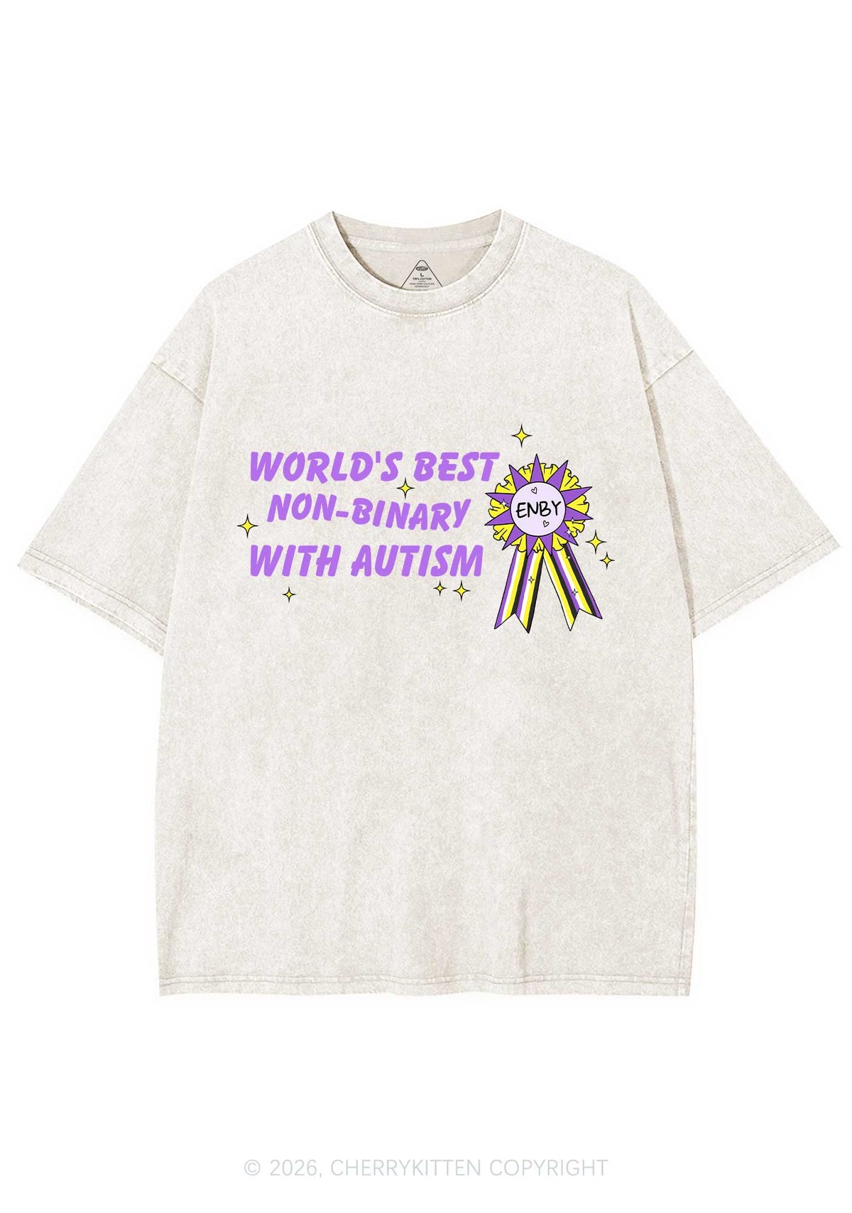 Worlds Best Nonbinary Y2K Shirts Washed Tee Cherrykitten