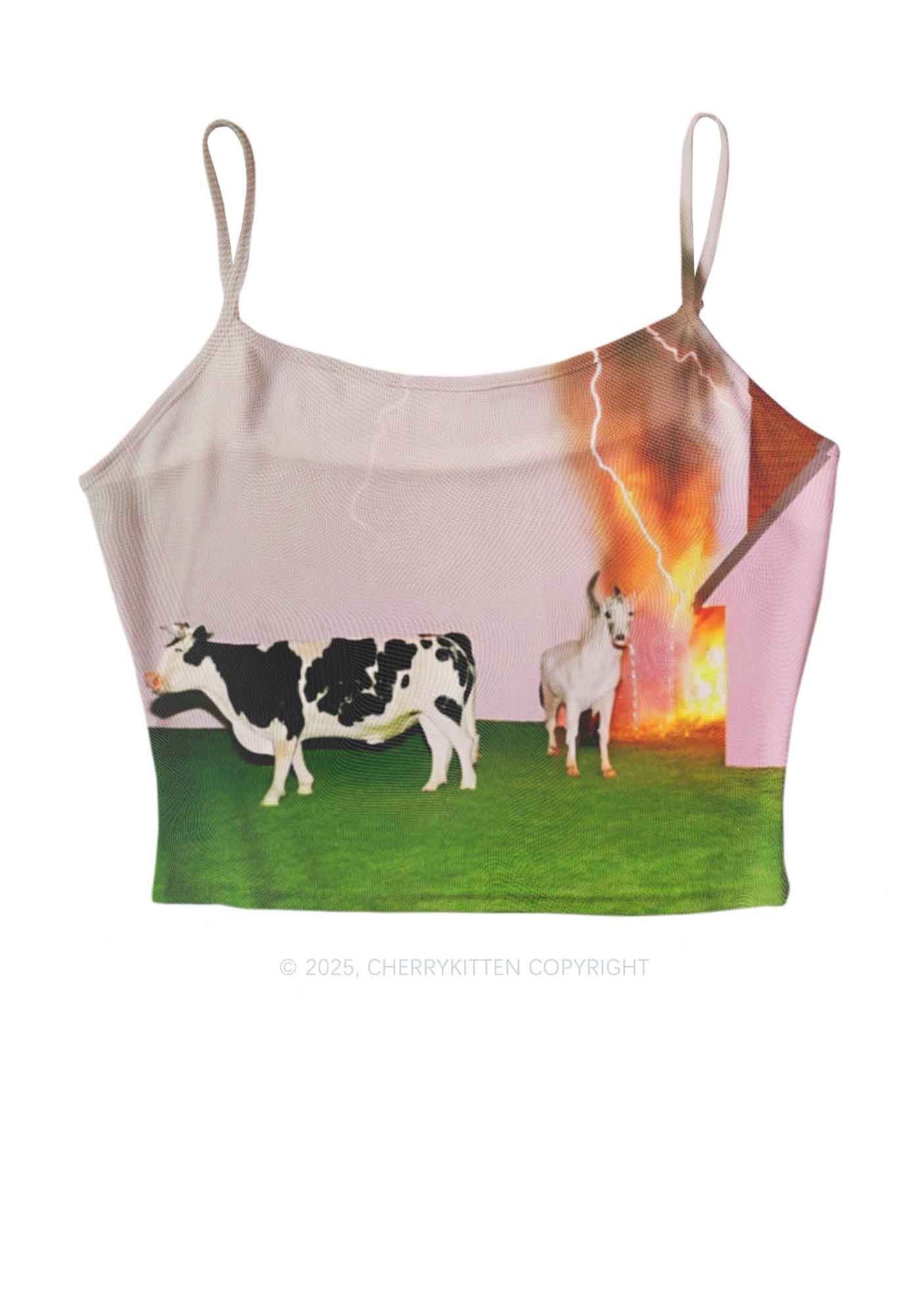 Pony Cow Y2K Mesh Cami Tank Cherrykitten
