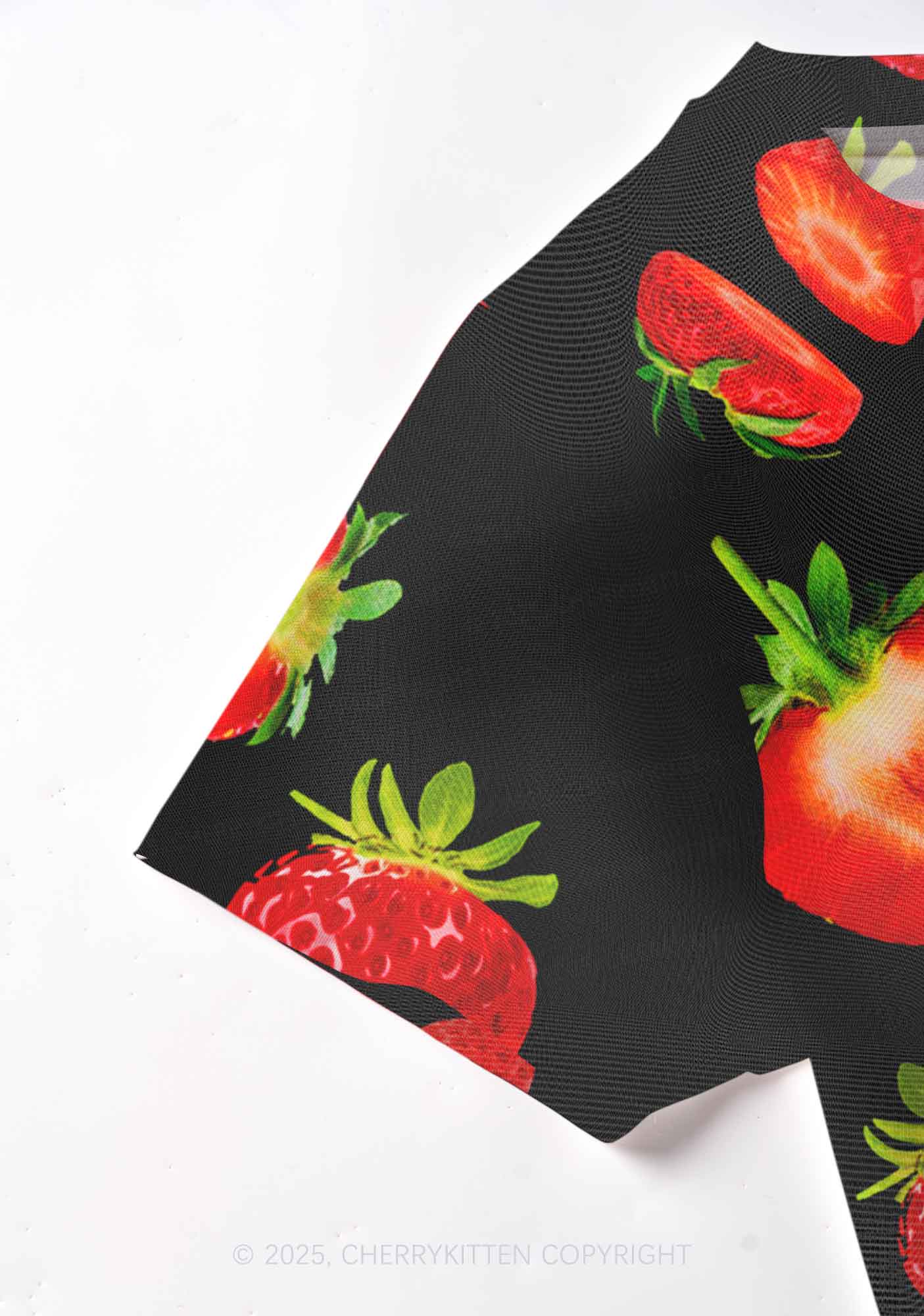 Black Strawberry Y2K Mesh Crop Top Cherrykitten