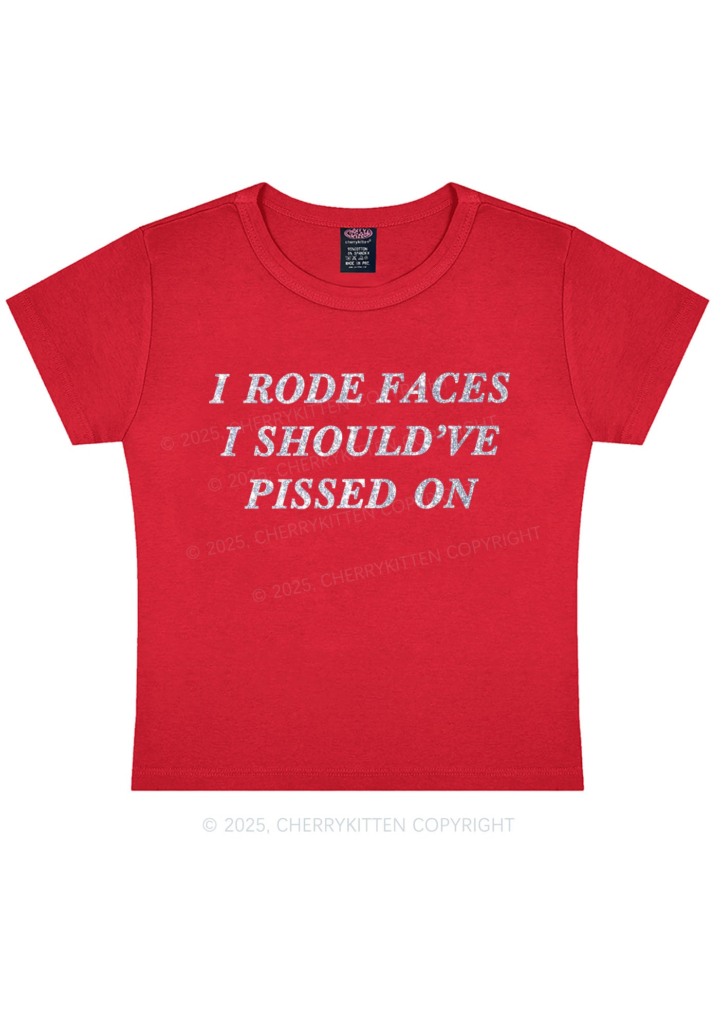 Glitter I Rode Faces Y2K Baby Tee Cherrykitten