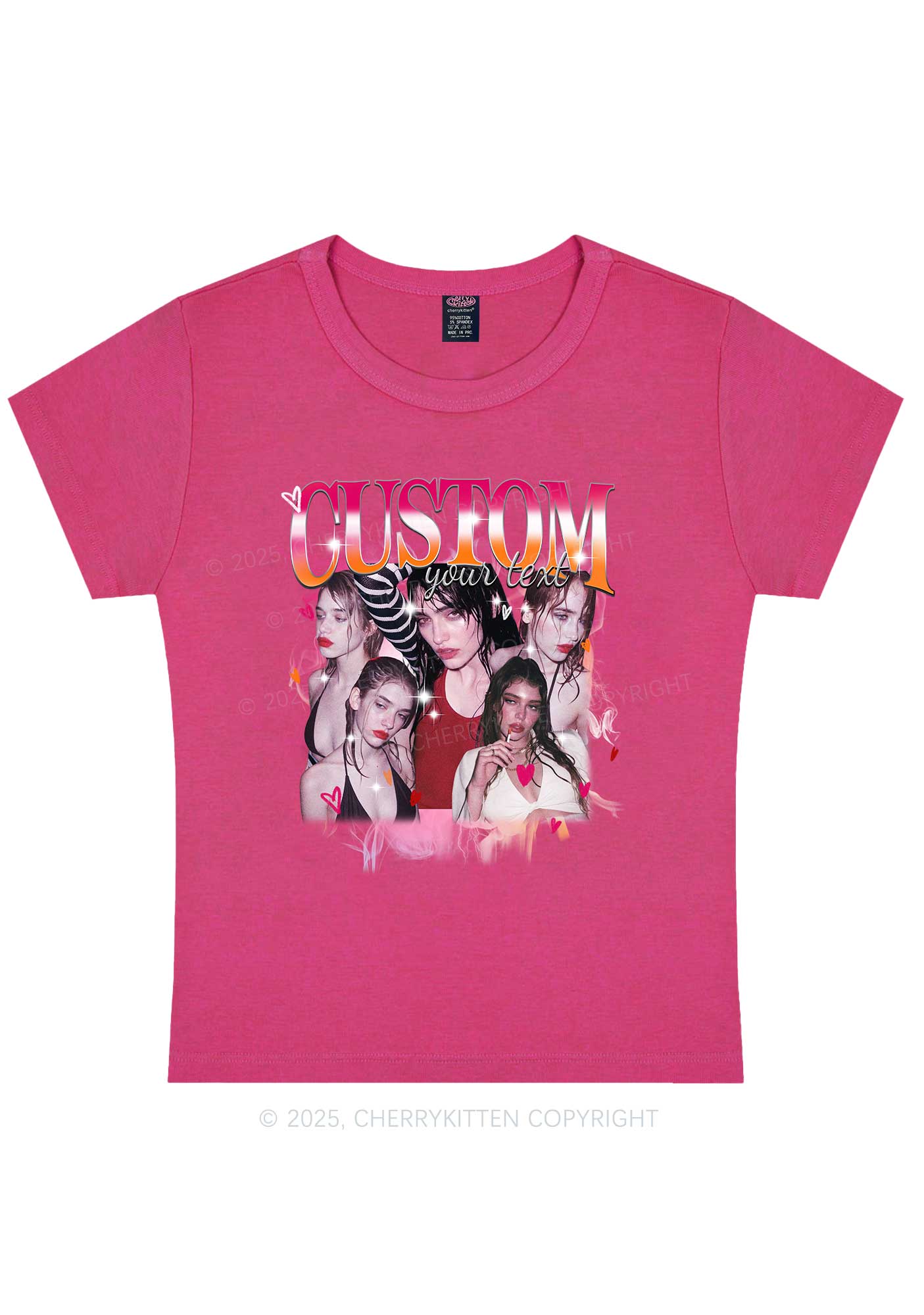 Custom Lesbian Text Pride Y2K Baby Tee Cherrykitten