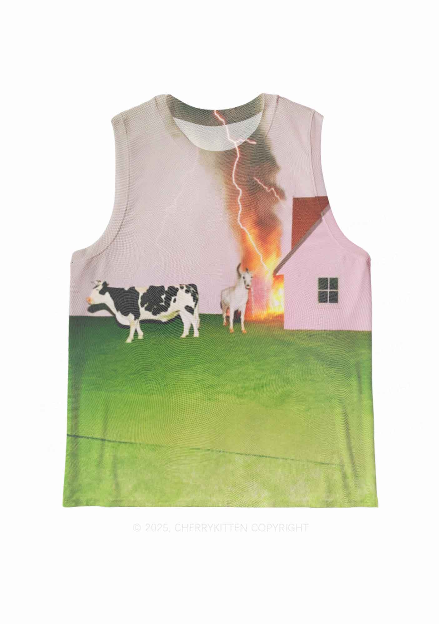 Pony Cow Y2K Mesh Muscle Tank Cherrykitten