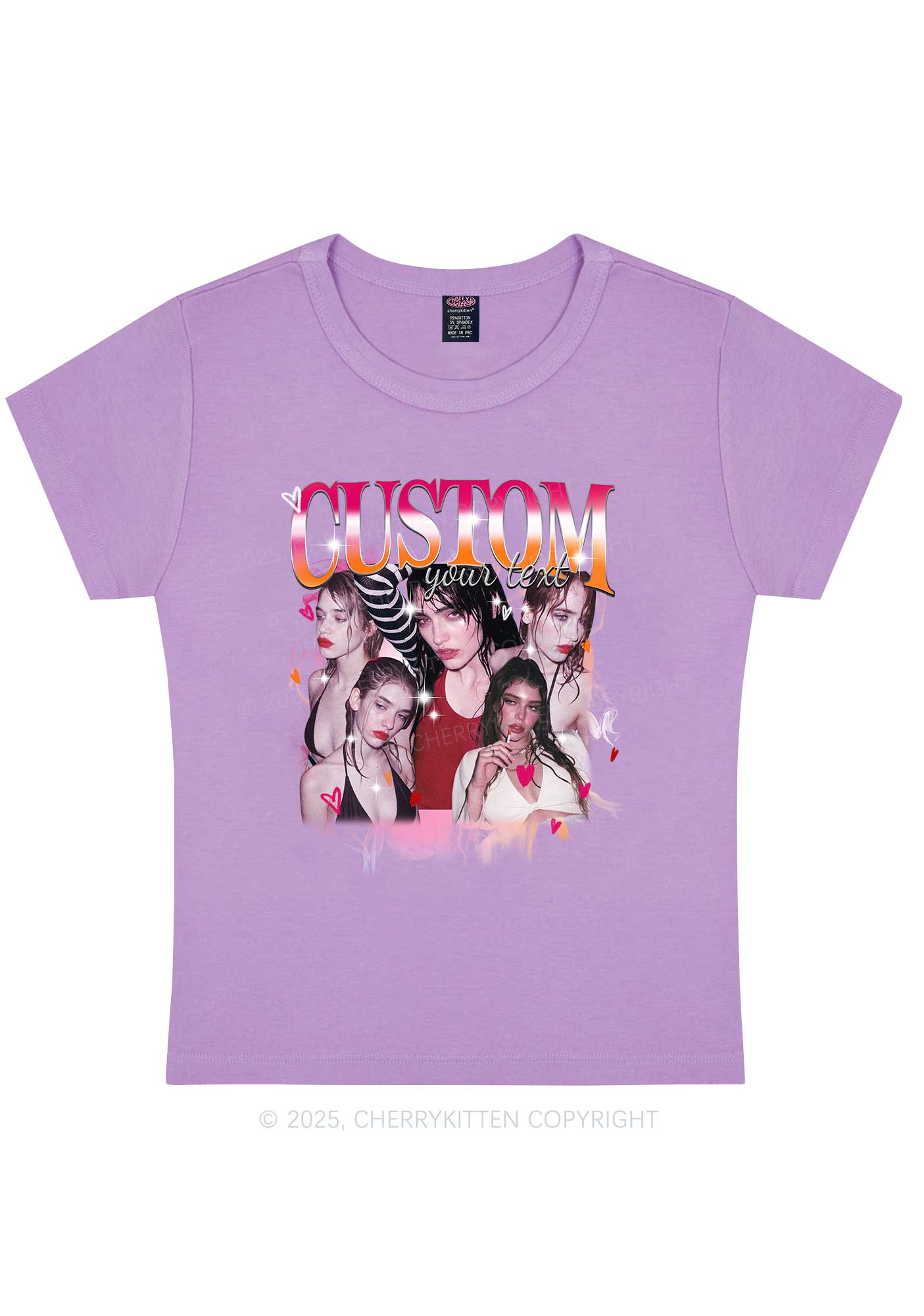 Custom Lesbian Text Pride Y2K Baby Tee Cherrykitten