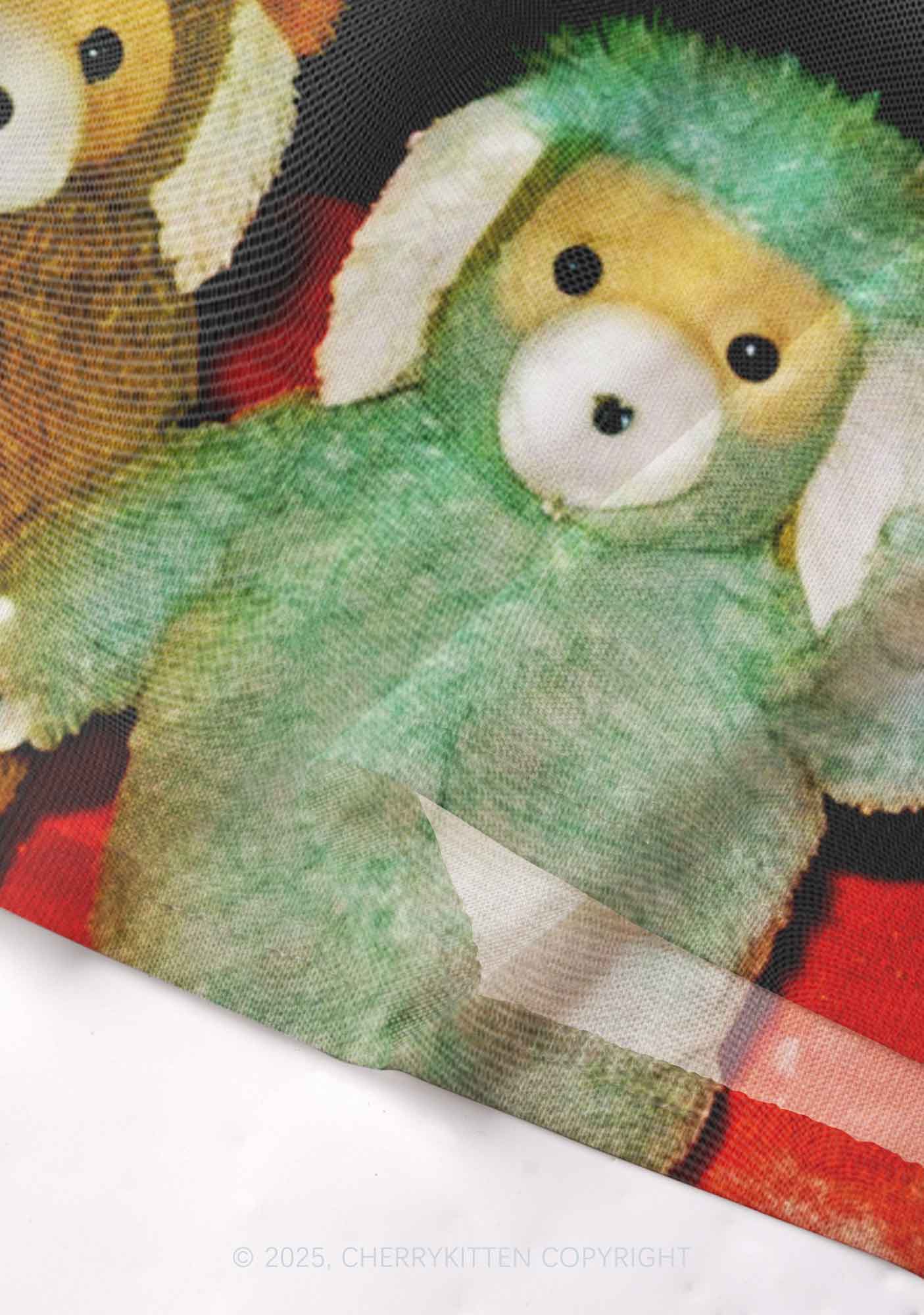 Bear Friends Y2K Mesh Cami Tank Cherrykitten