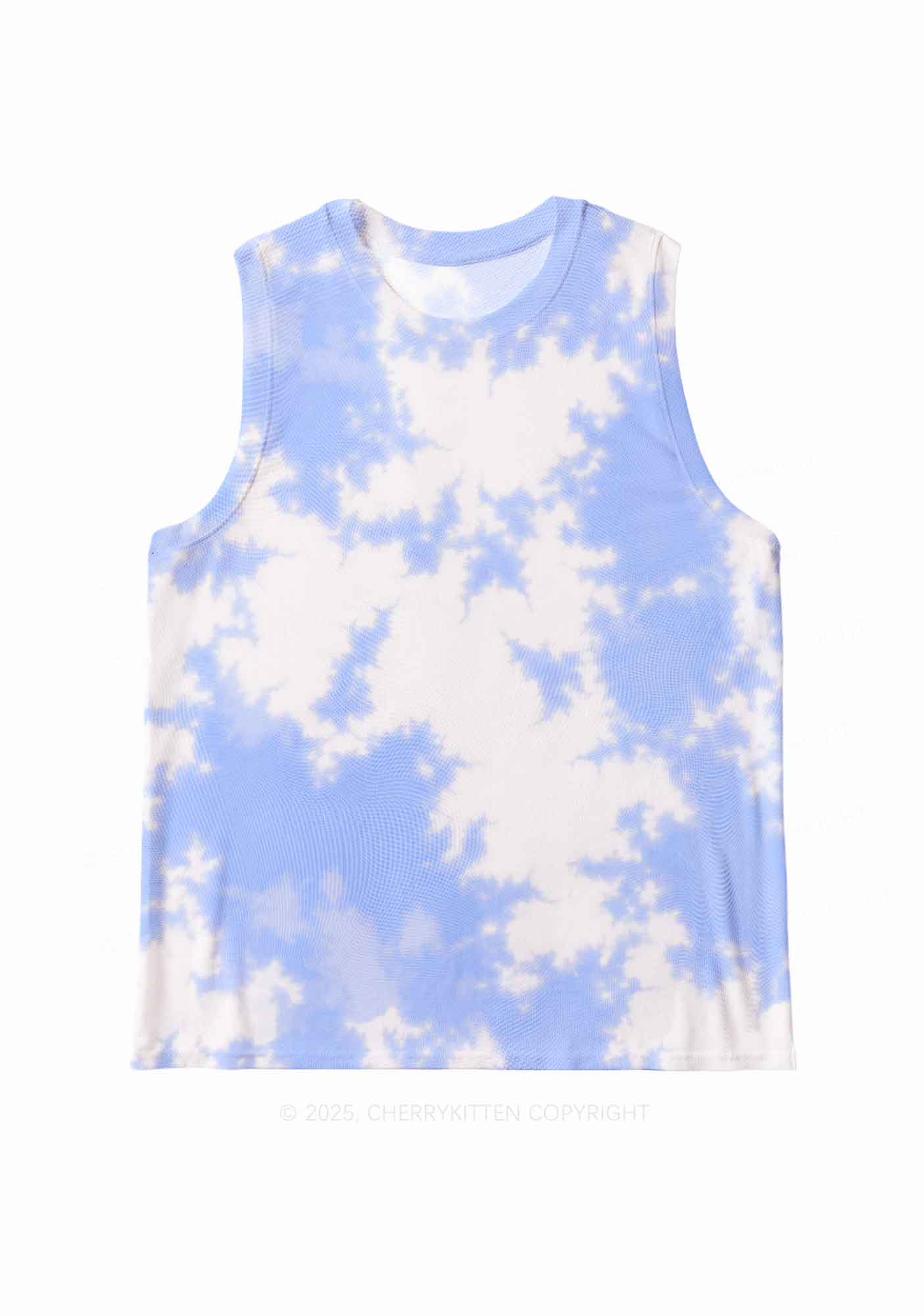 Blue Sky White Clouds Y2K Mesh Muscle Tank Cherrykitten
