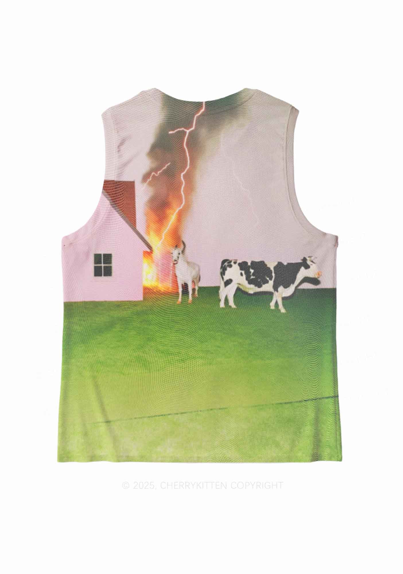 Pony Cow Y2K Mesh Muscle Tank Cherrykitten