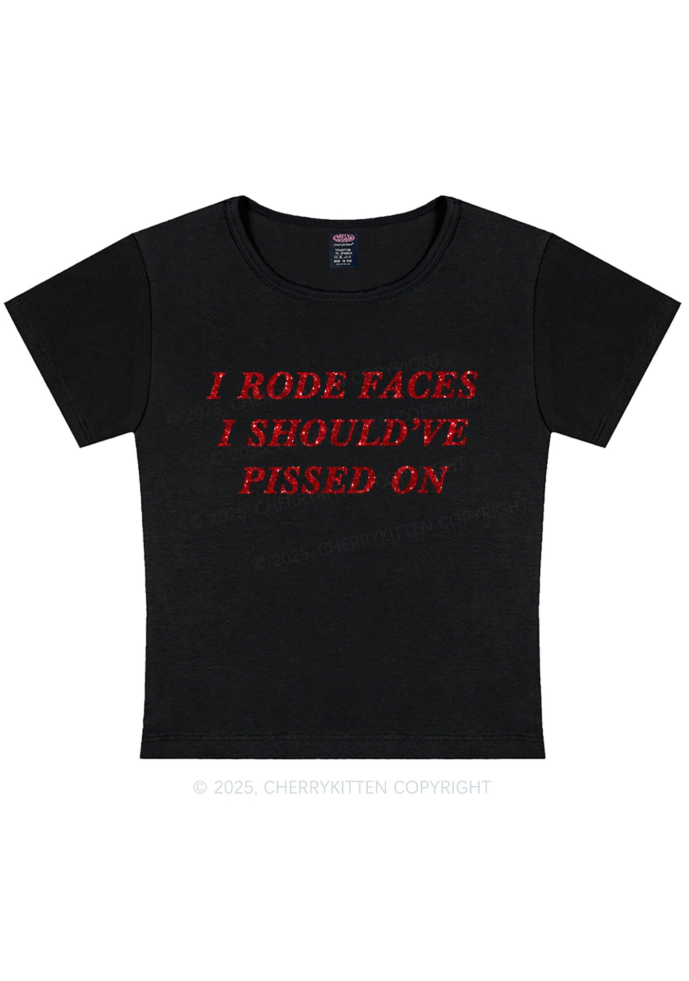 Glitter I Rode Faces Y2K Baby Tee Cherrykitten