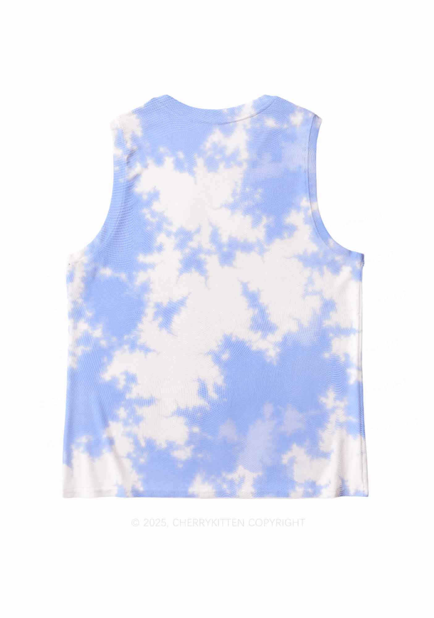 Blue Sky White Clouds Y2K Mesh Muscle Tank Cherrykitten