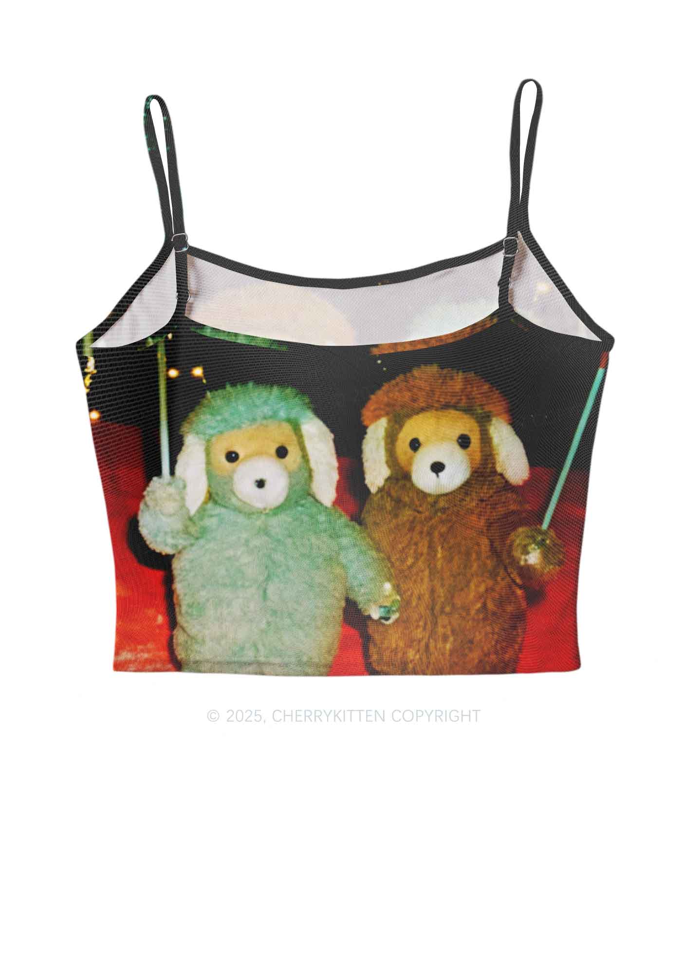 Bear Friends Y2K Mesh Cami Tank Cherrykitten