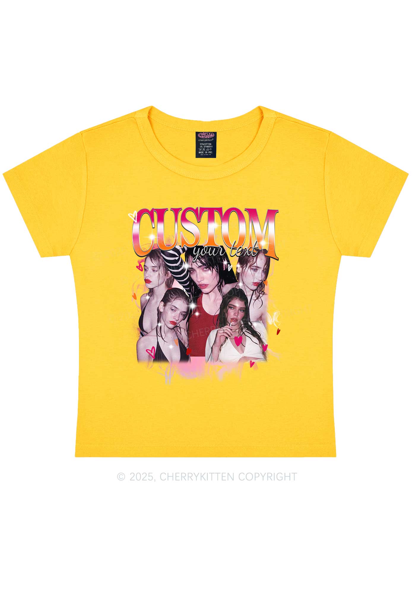 Custom Lesbian Text Pride Y2K Baby Tee Cherrykitten