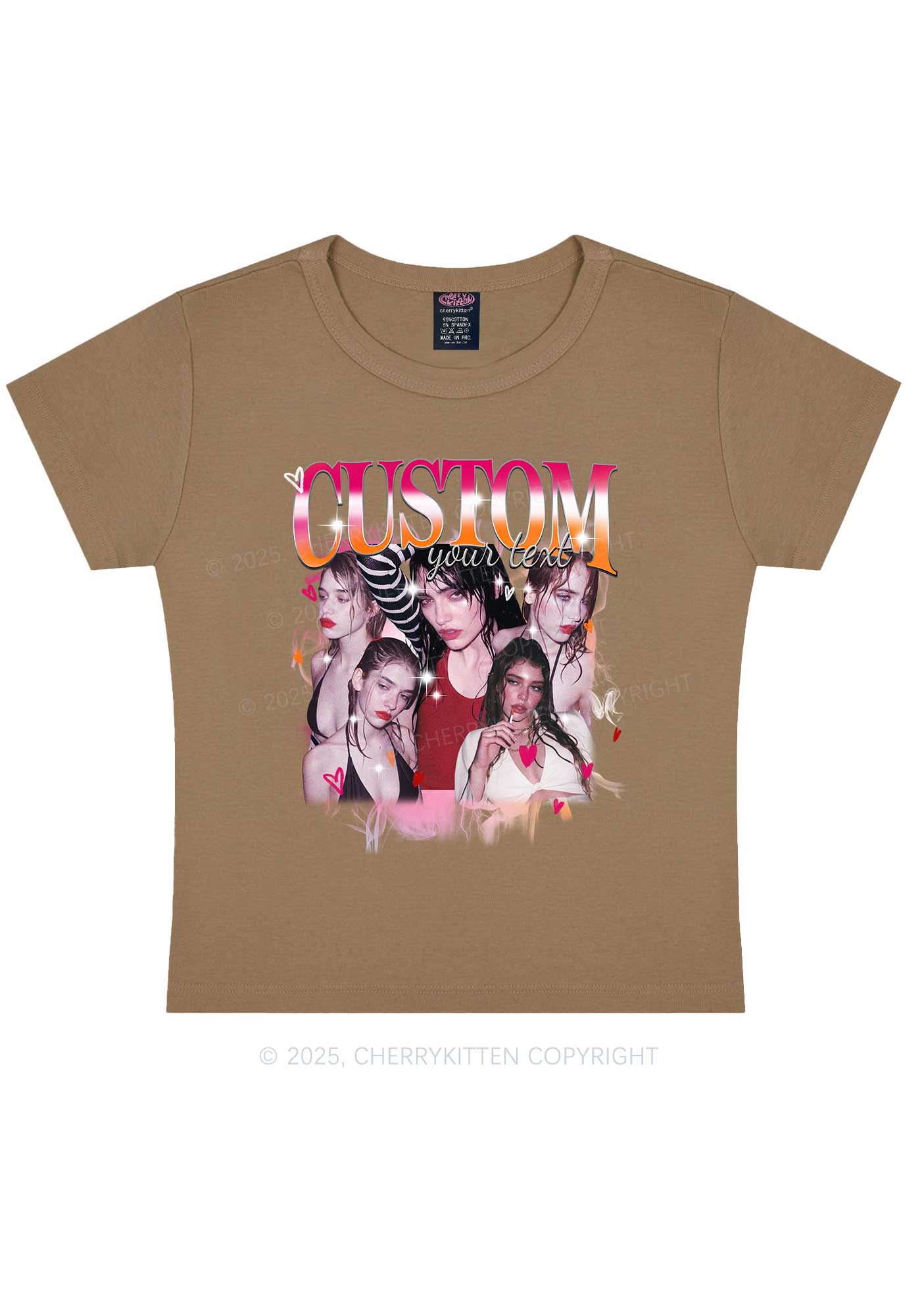 Custom Lesbian Text Pride Y2K Baby Tee Cherrykitten