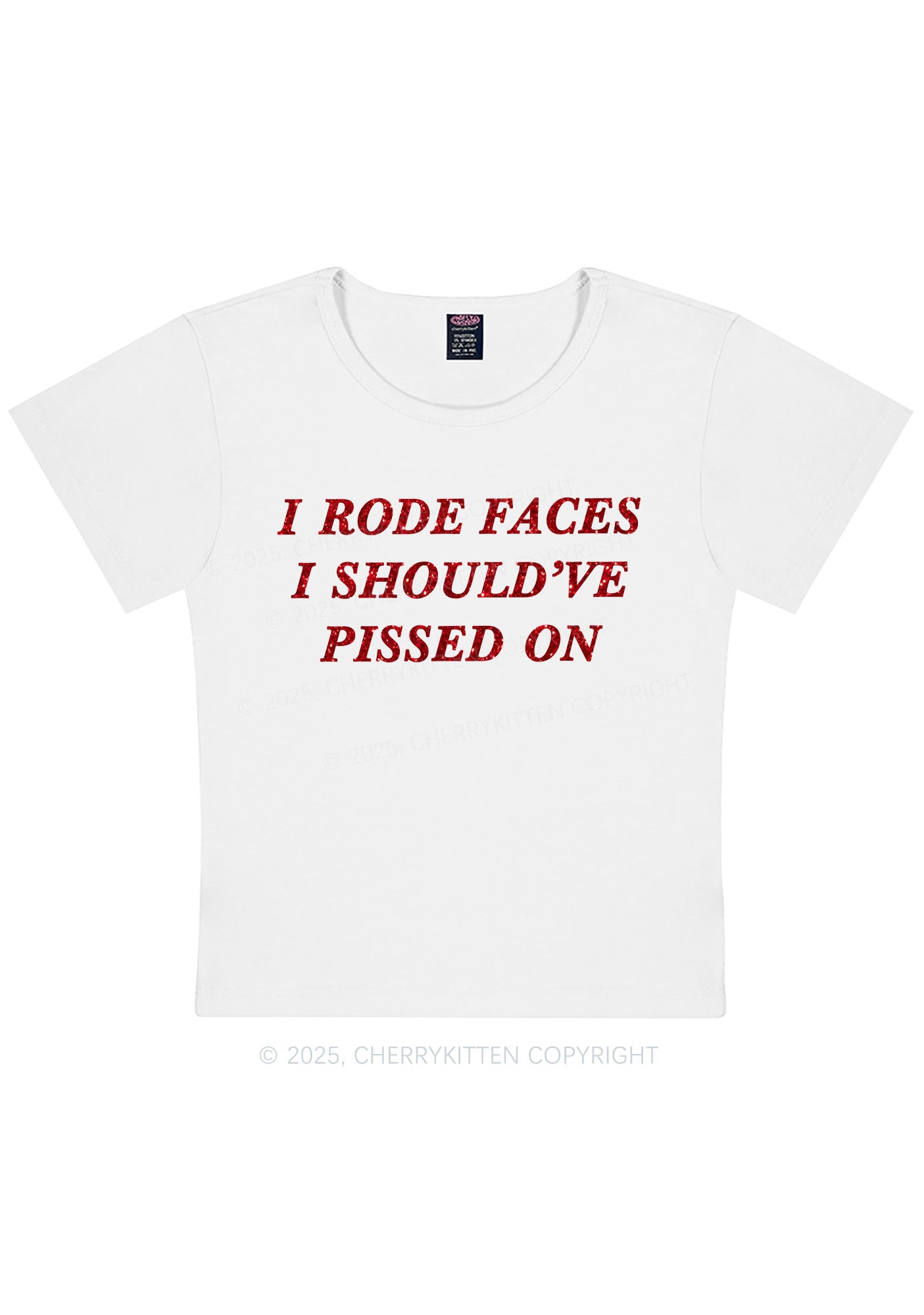 Glitter I Rode Faces Y2K Baby Tee Cherrykitten