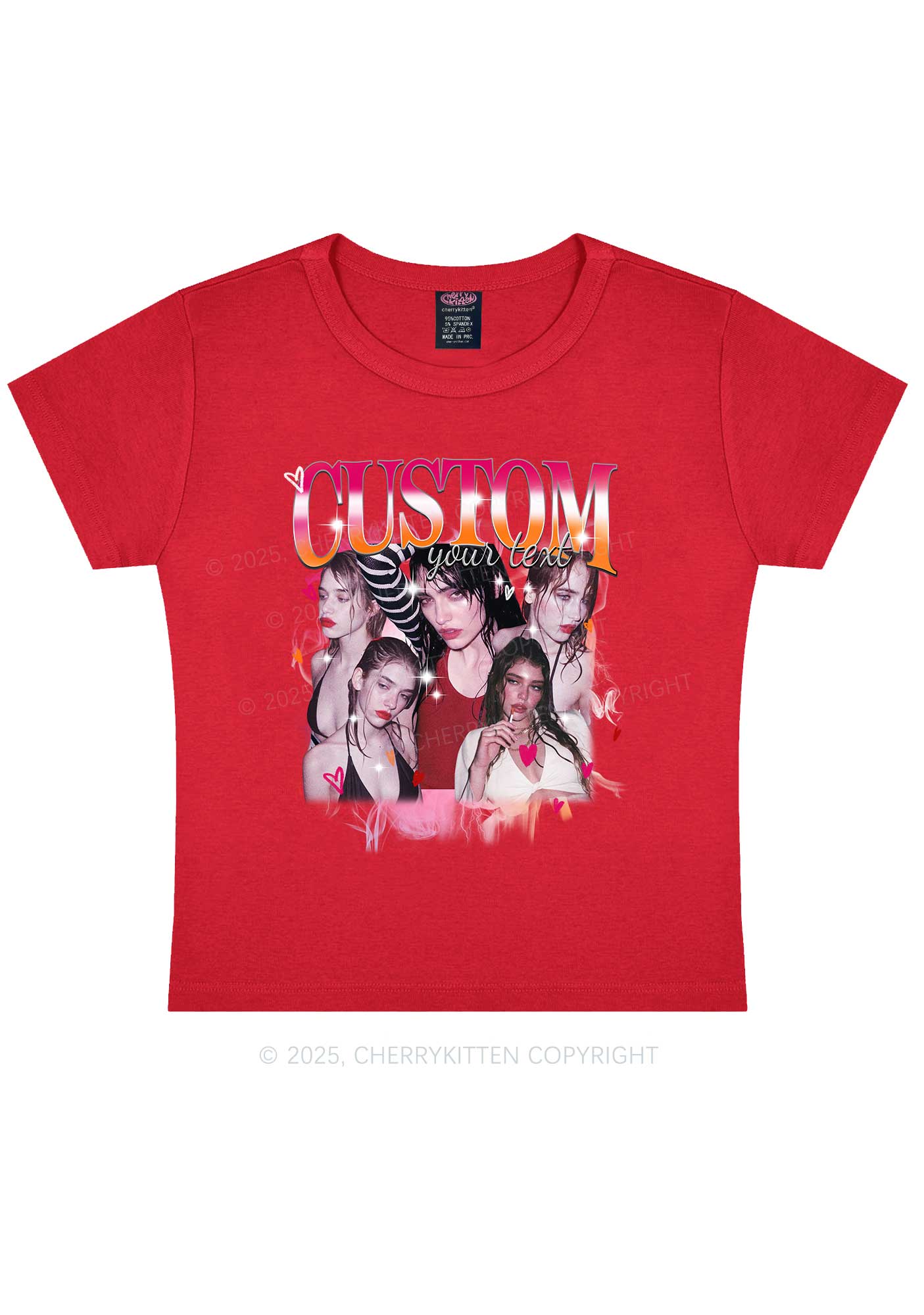 Custom Lesbian Text Pride Y2K Baby Tee Cherrykitten