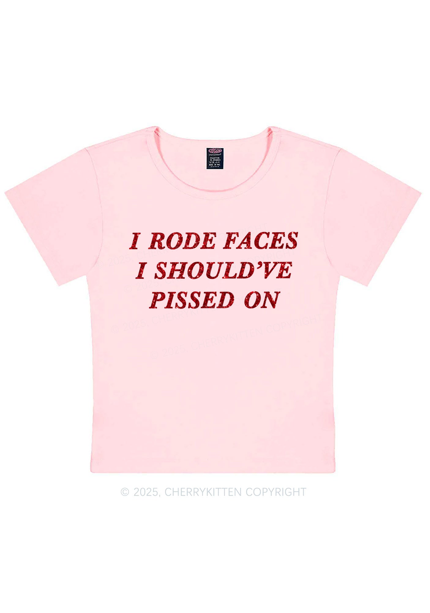 Glitter I Rode Faces Y2K Baby Tee Cherrykitten