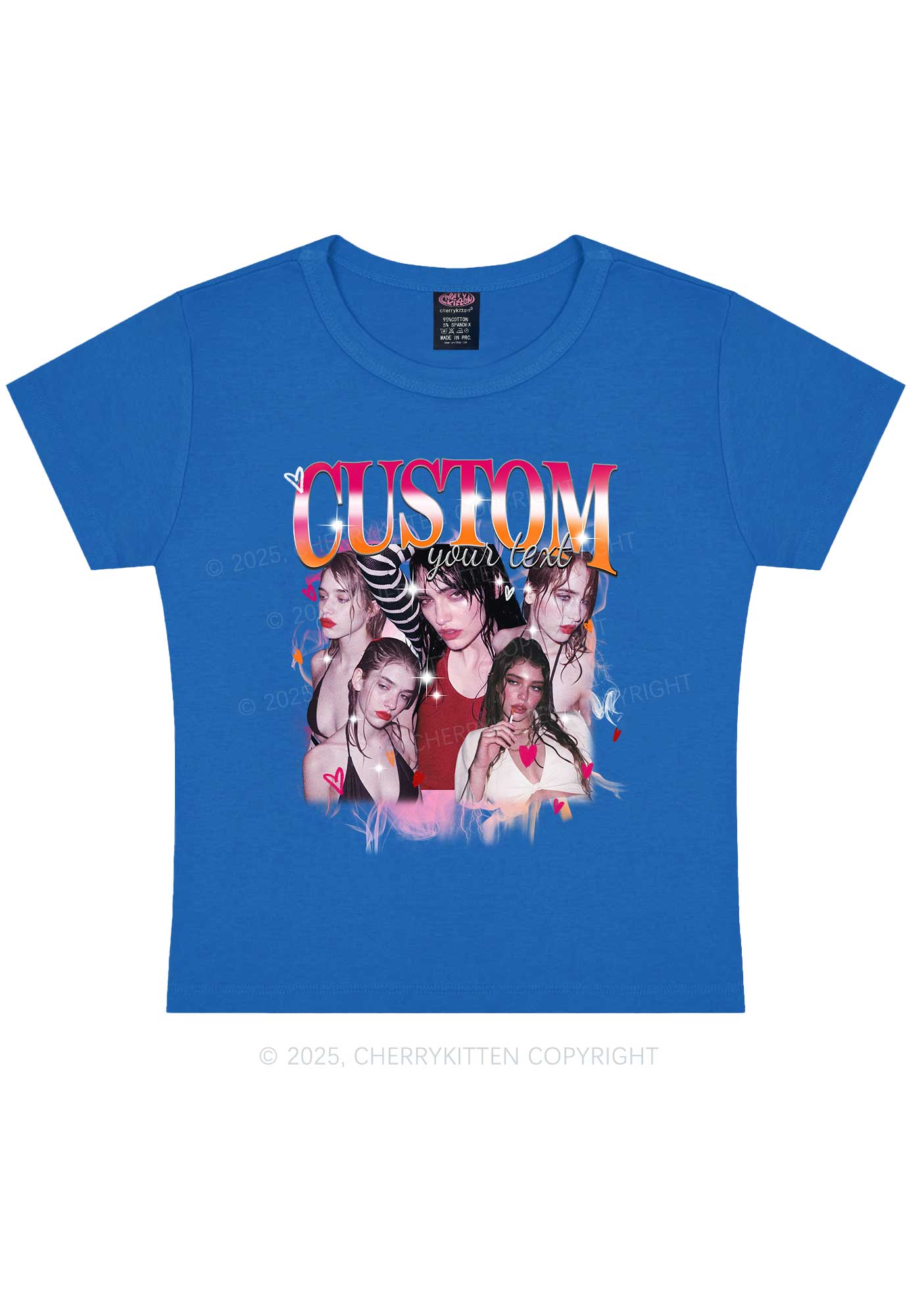 Custom Lesbian Text Pride Y2K Baby Tee Cherrykitten