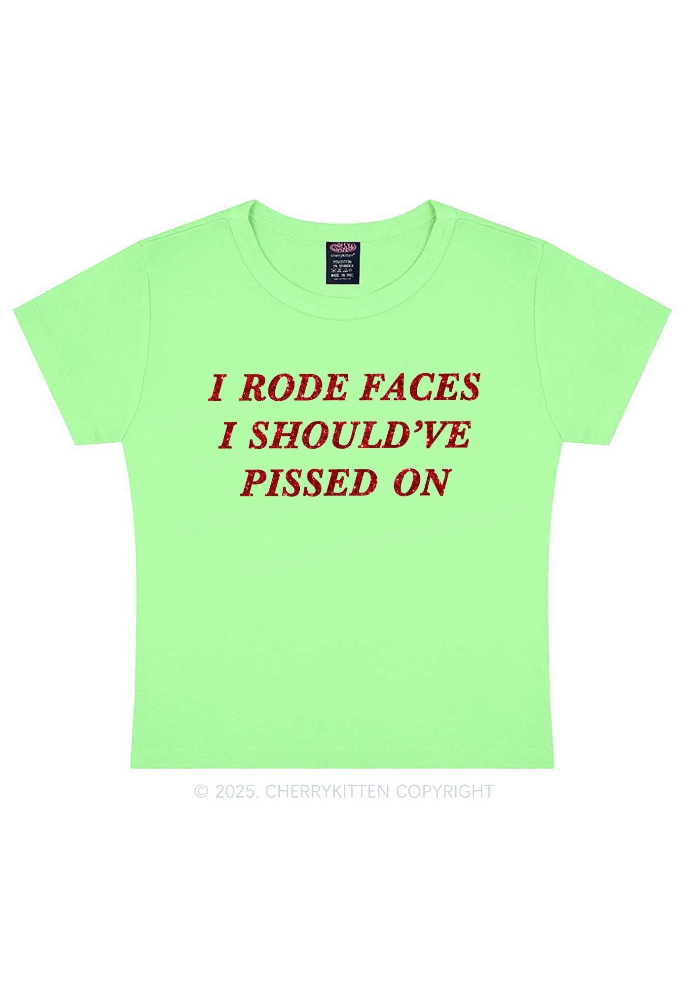 Glitter I Rode Faces Y2K Baby Tee Cherrykitten