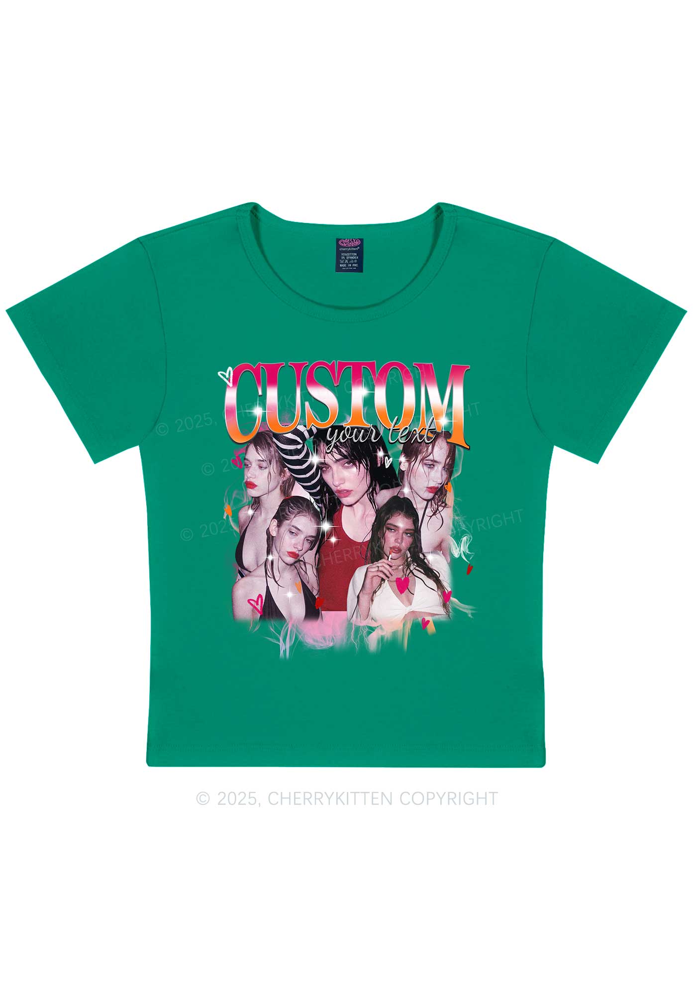 Custom Lesbian Text Pride Y2K Baby Tee Cherrykitten