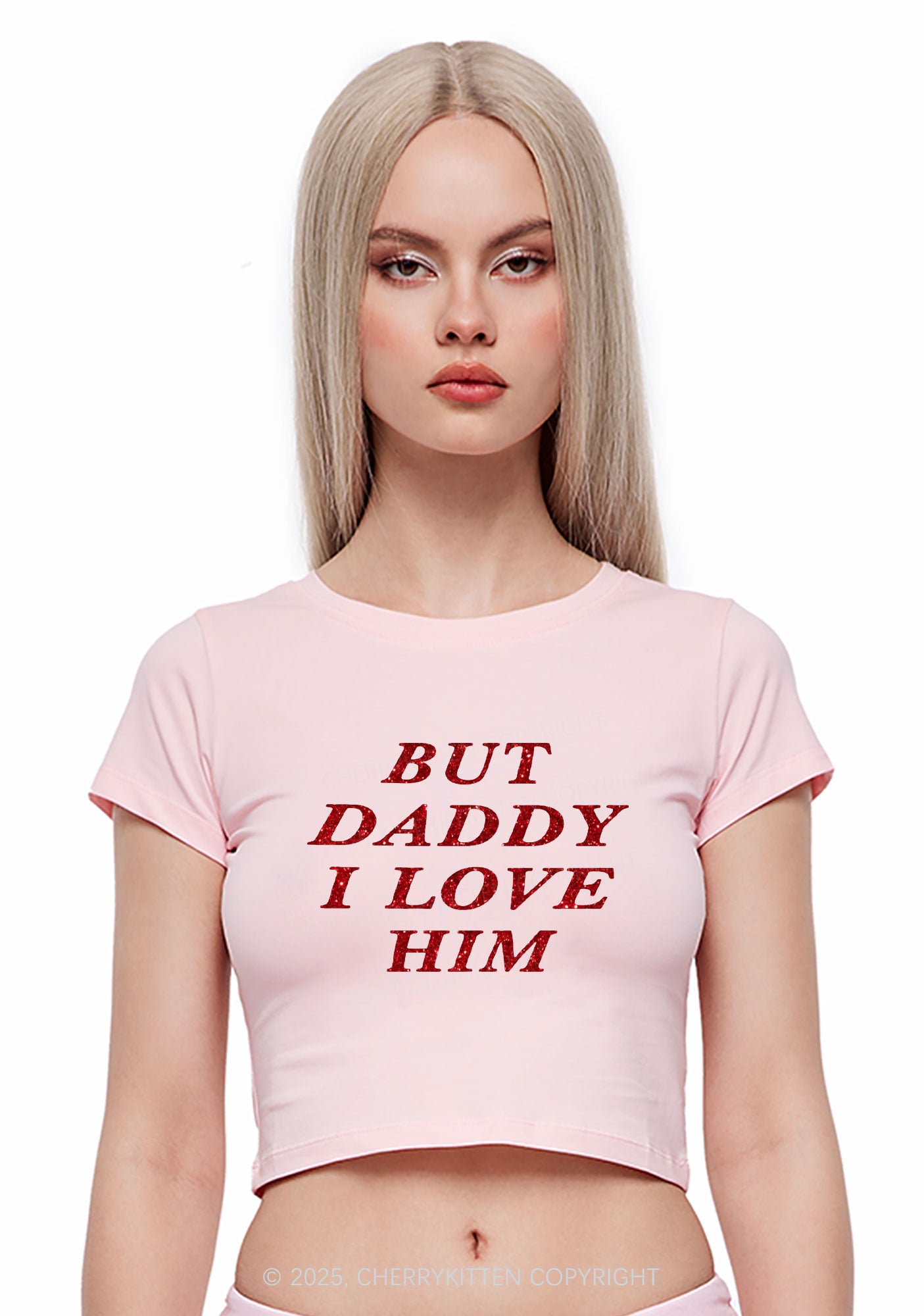 Glitter But Daddy I Love Him Y2K Baby Tee Cherrykitten