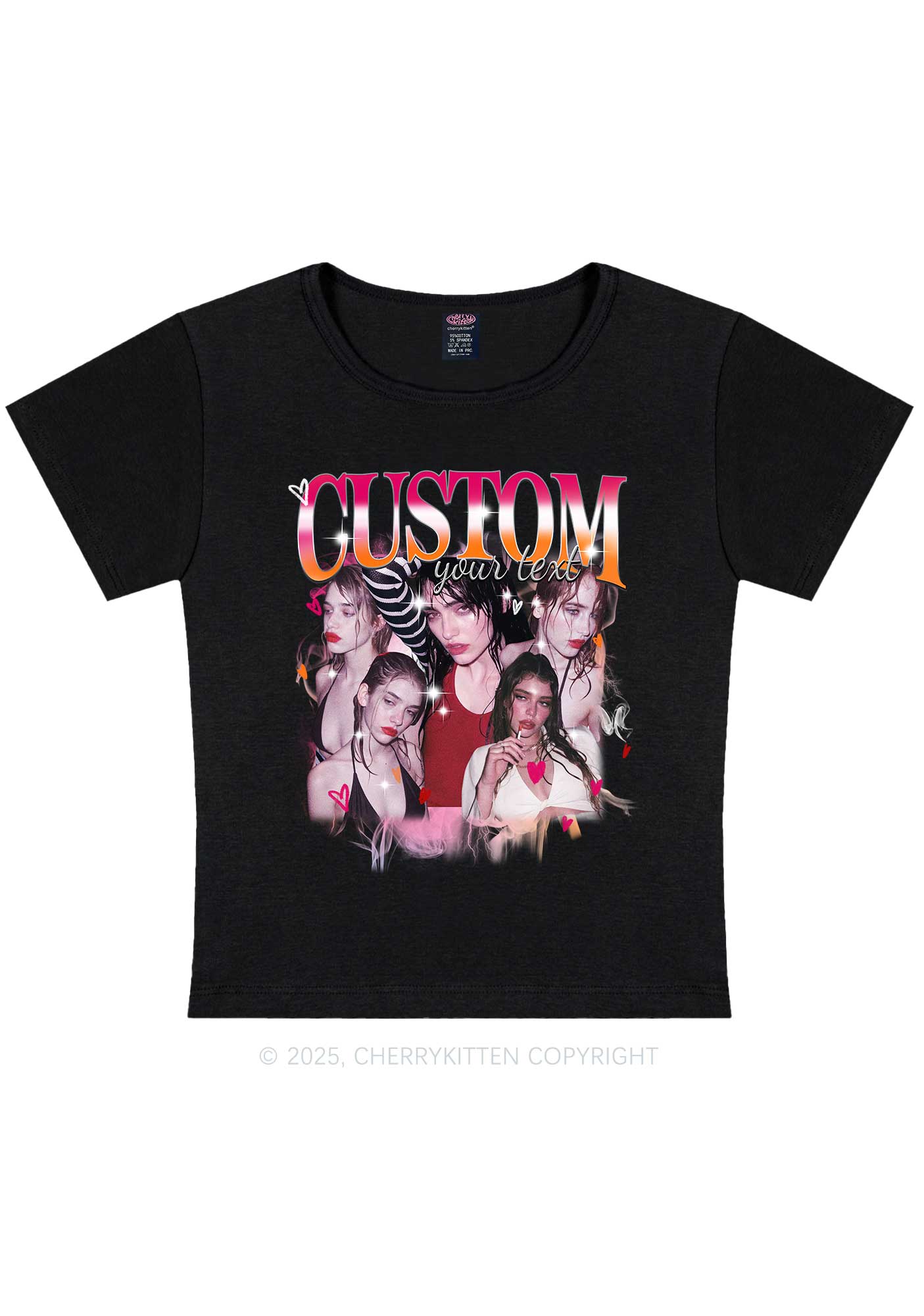 Custom Lesbian Text Pride Y2K Baby Tee Cherrykitten