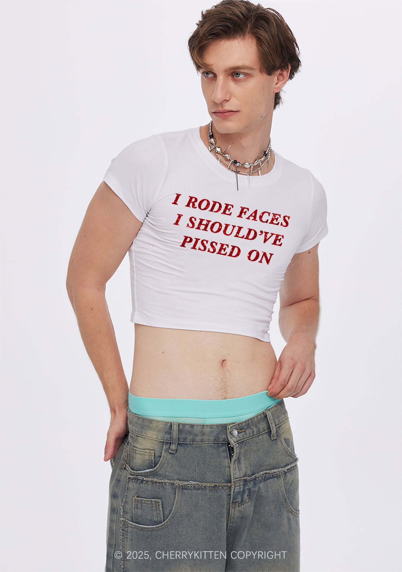 Glitter I Rode Faces Y2K Baby Tee Cherrykitten