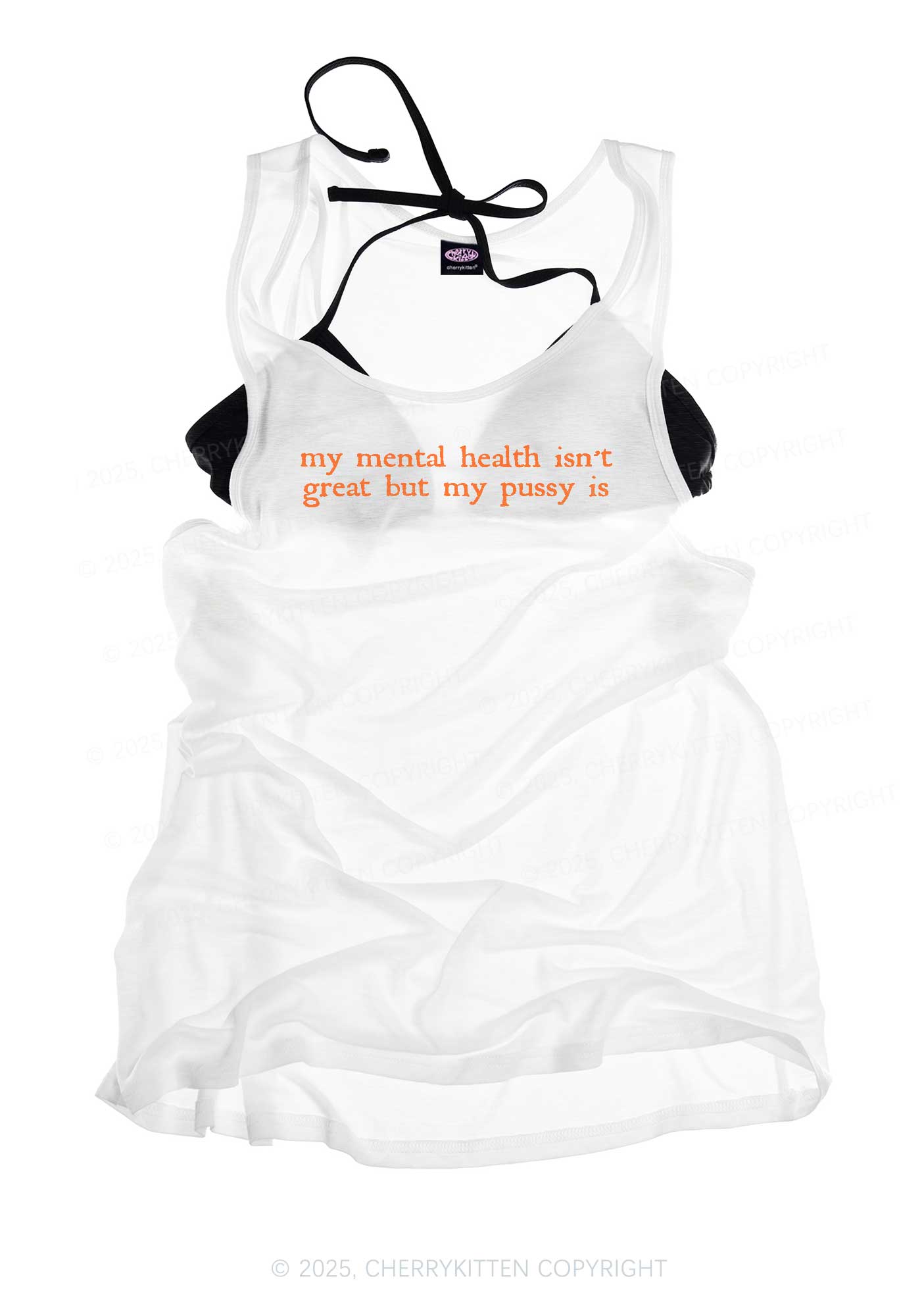 Great Mental Health Y2K Sheer Boyfriend Tank Cherrykitten