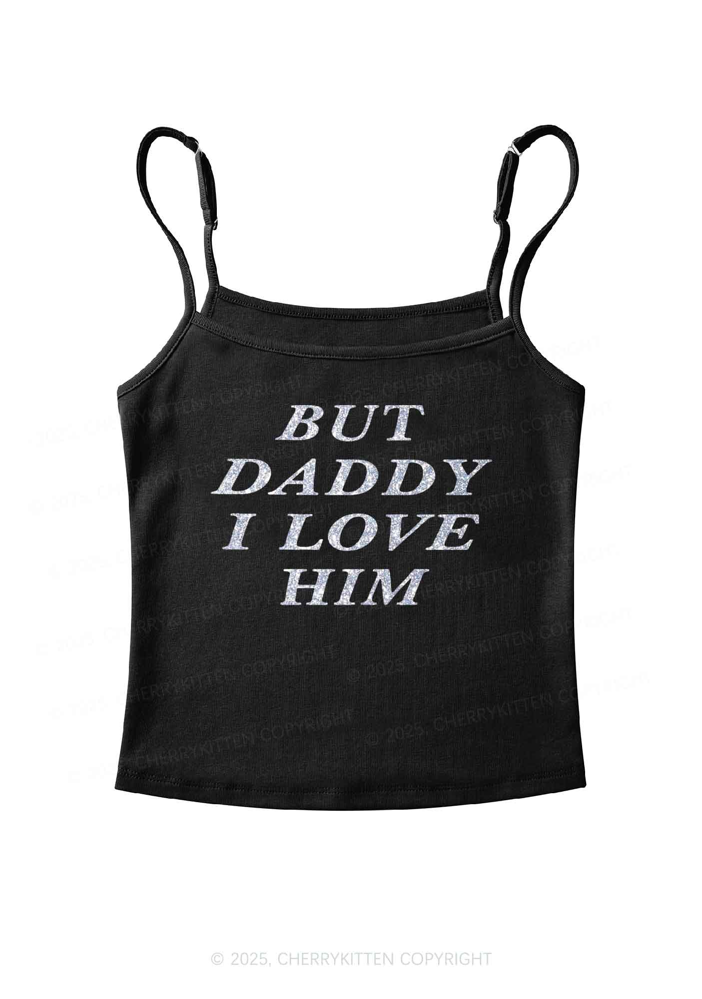 Glitter But Daddy I Love Him Y2K Spaghetti Strap Cami Cherrykitten