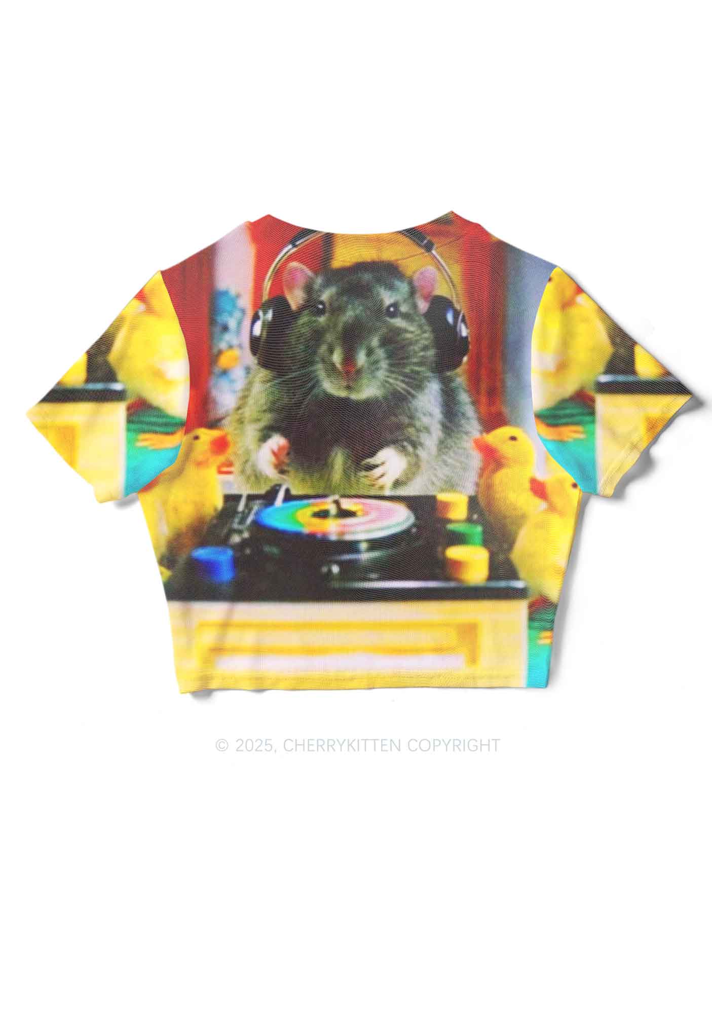DJ Rat Duck Y2K Mesh Crop Top Cherrykitten