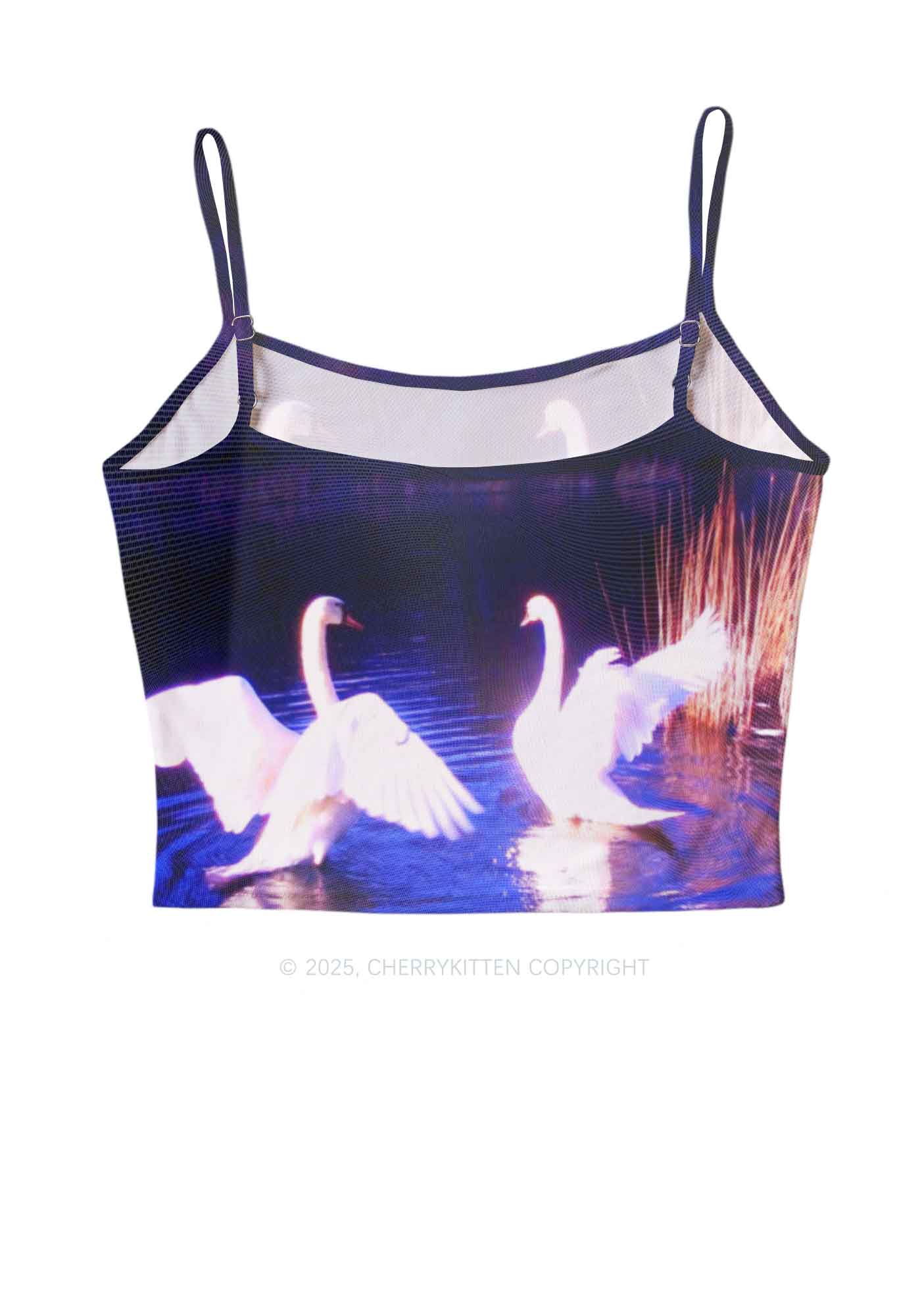 Swans on Water Y2K Mesh Cami Tank Cherrykitten