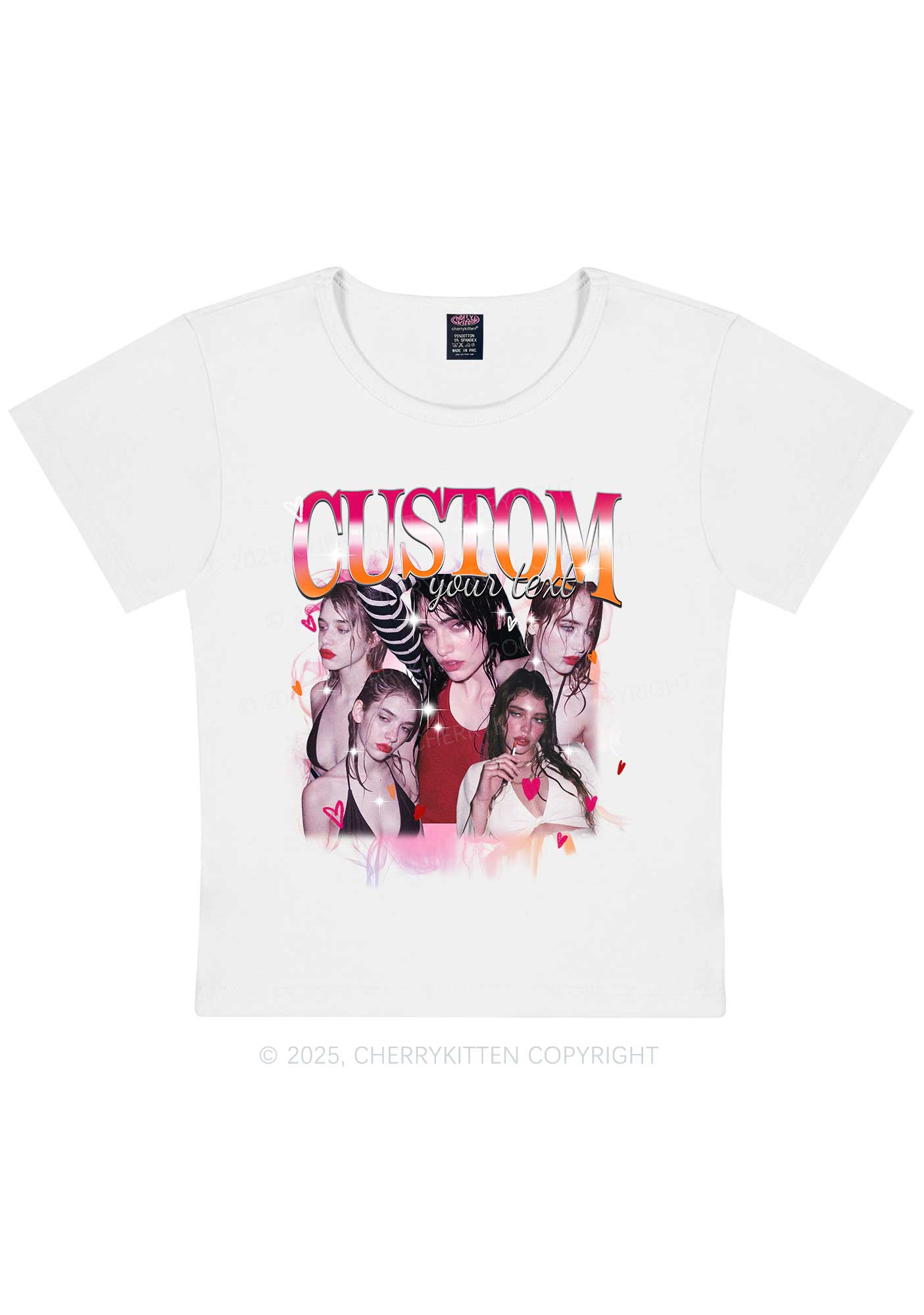 Custom Lesbian Text Pride Y2K Baby Tee Cherrykitten