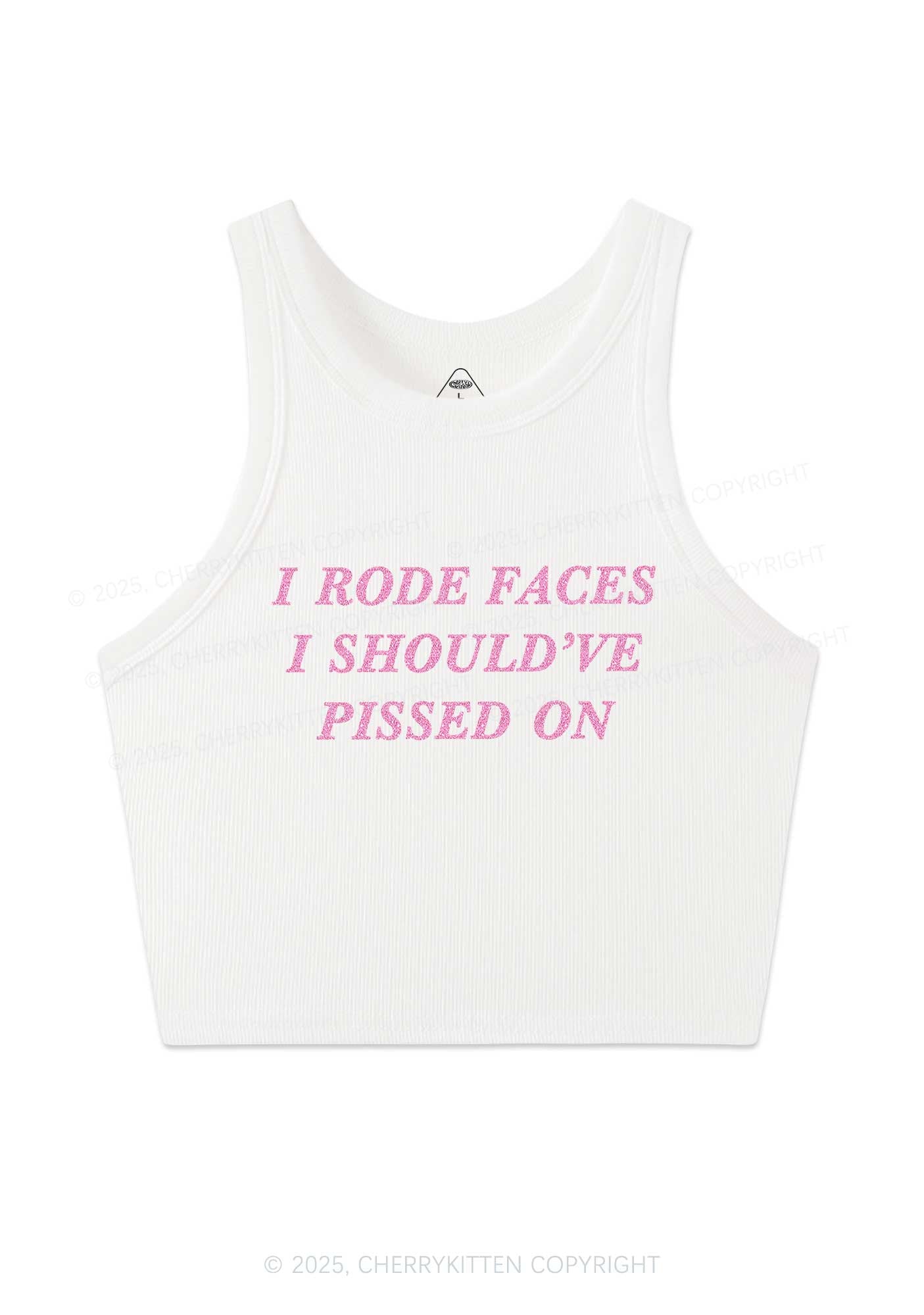 Glitter I Rode Faces Y2K Crop Tank Top Cherrykitten