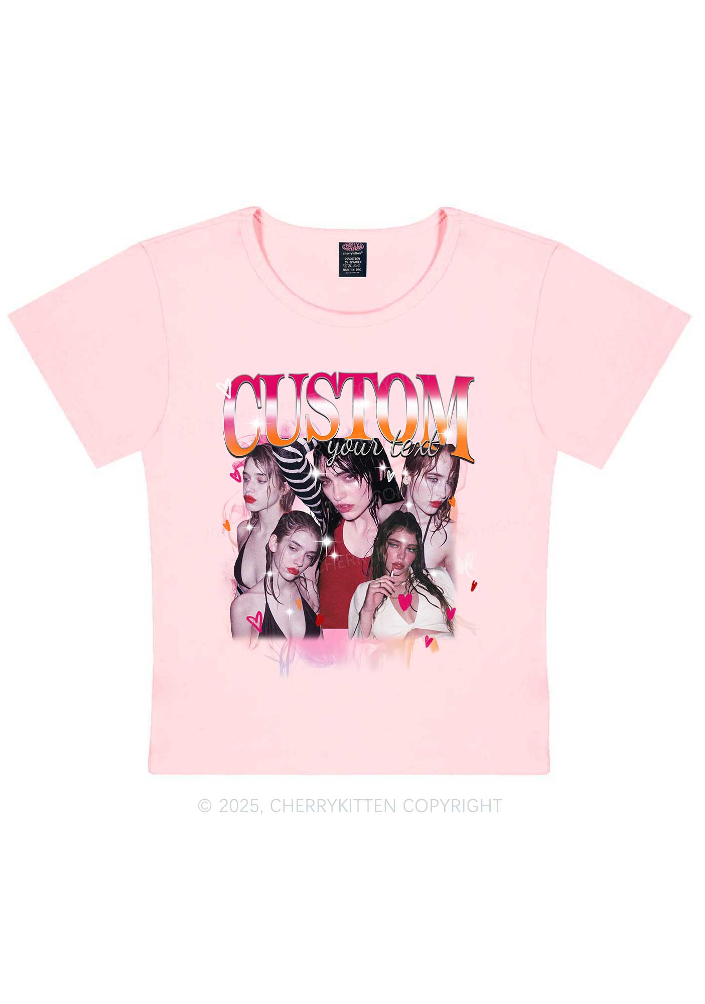 Custom Lesbian Text Pride Y2K Baby Tee Cherrykitten